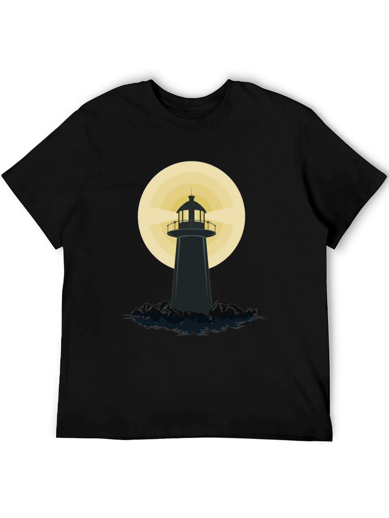 Black Lighthouse Graphic T-Shirt - Black Cotton Blend view 5