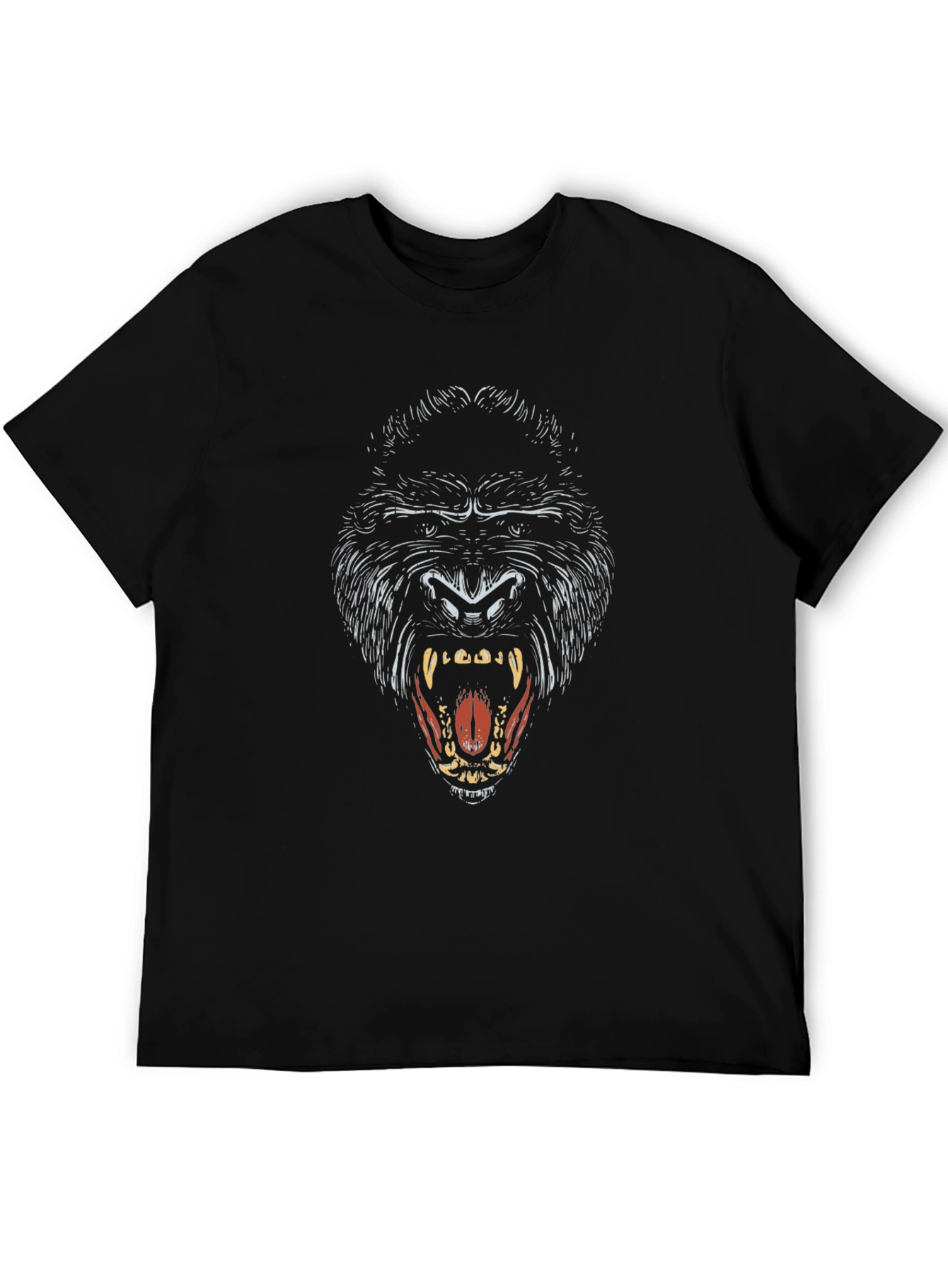 Black Men's Gorilla Graphic Print Black T-Shirt view 5