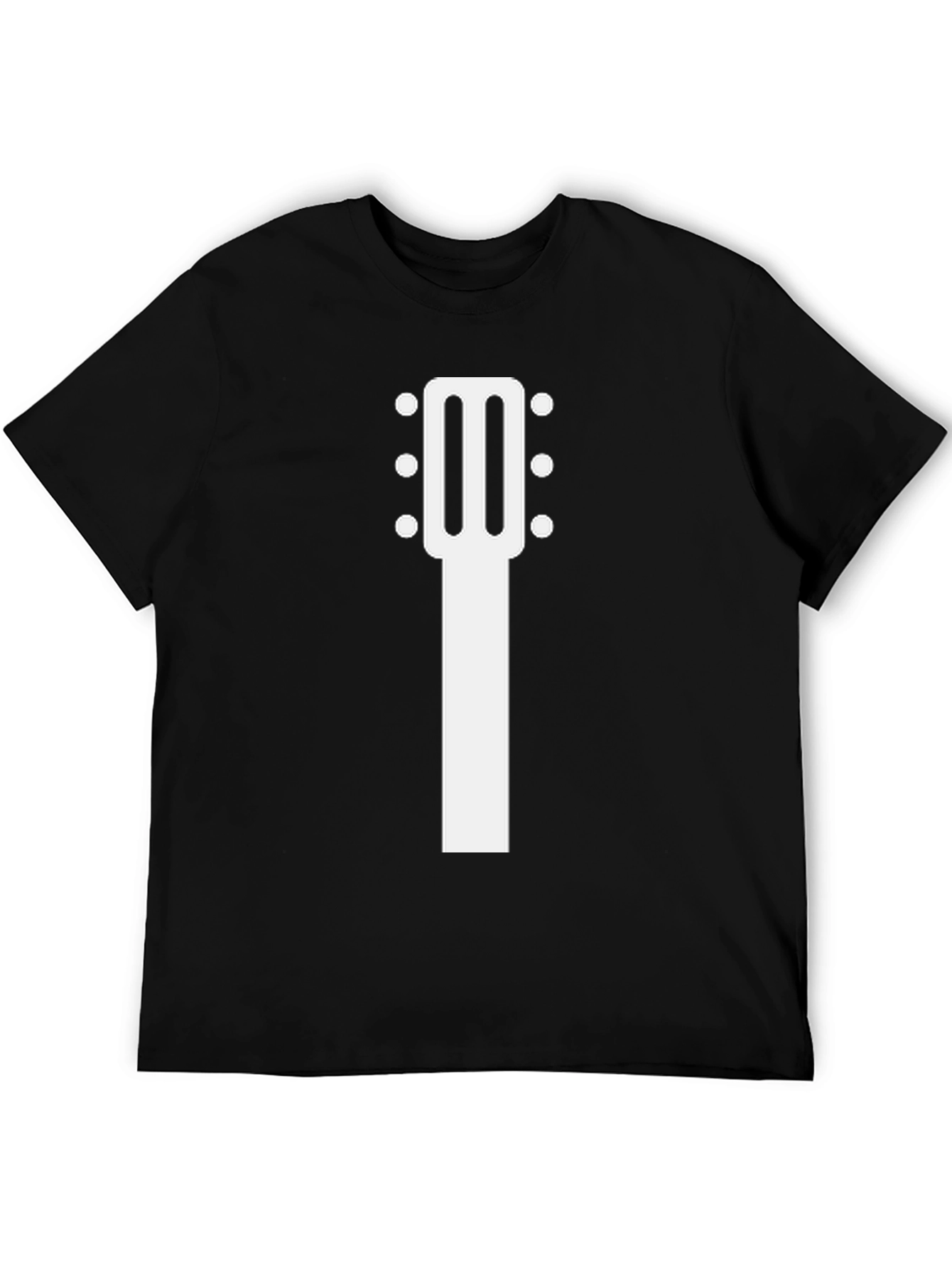 Black Guitar Headstock Graphic Tee - Black Cotton T-Shirt view 5