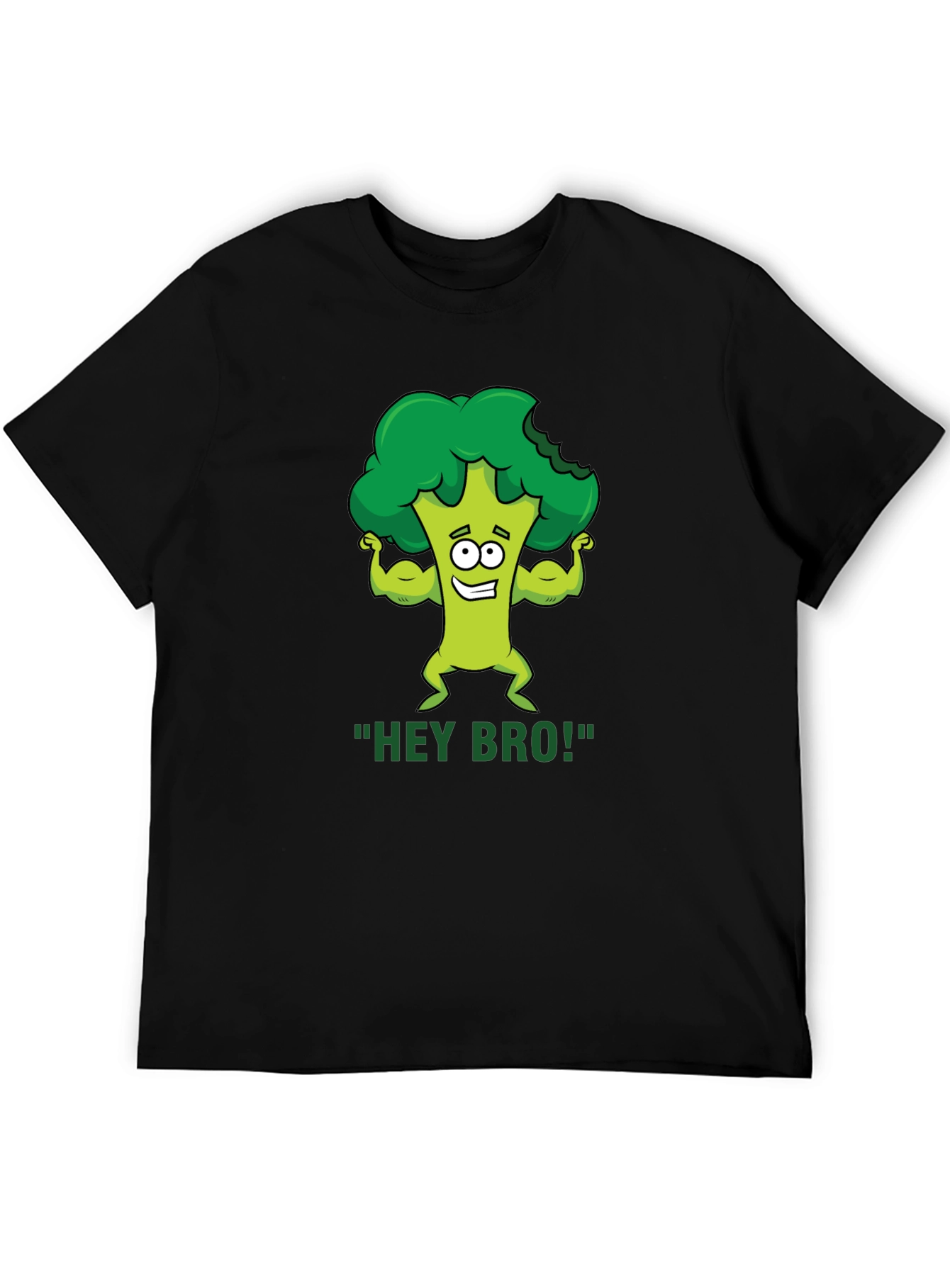 Black Hey Bro! Broccoli Gym Humor T-Shirt view 5