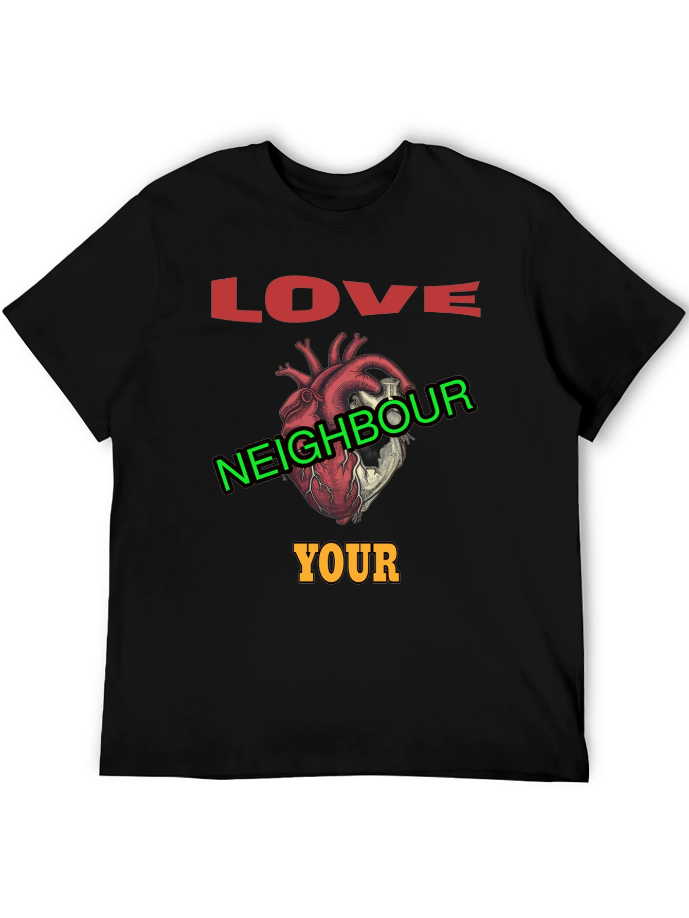 Black Love Your Neighbour T-Shirt Graphic Print view 5