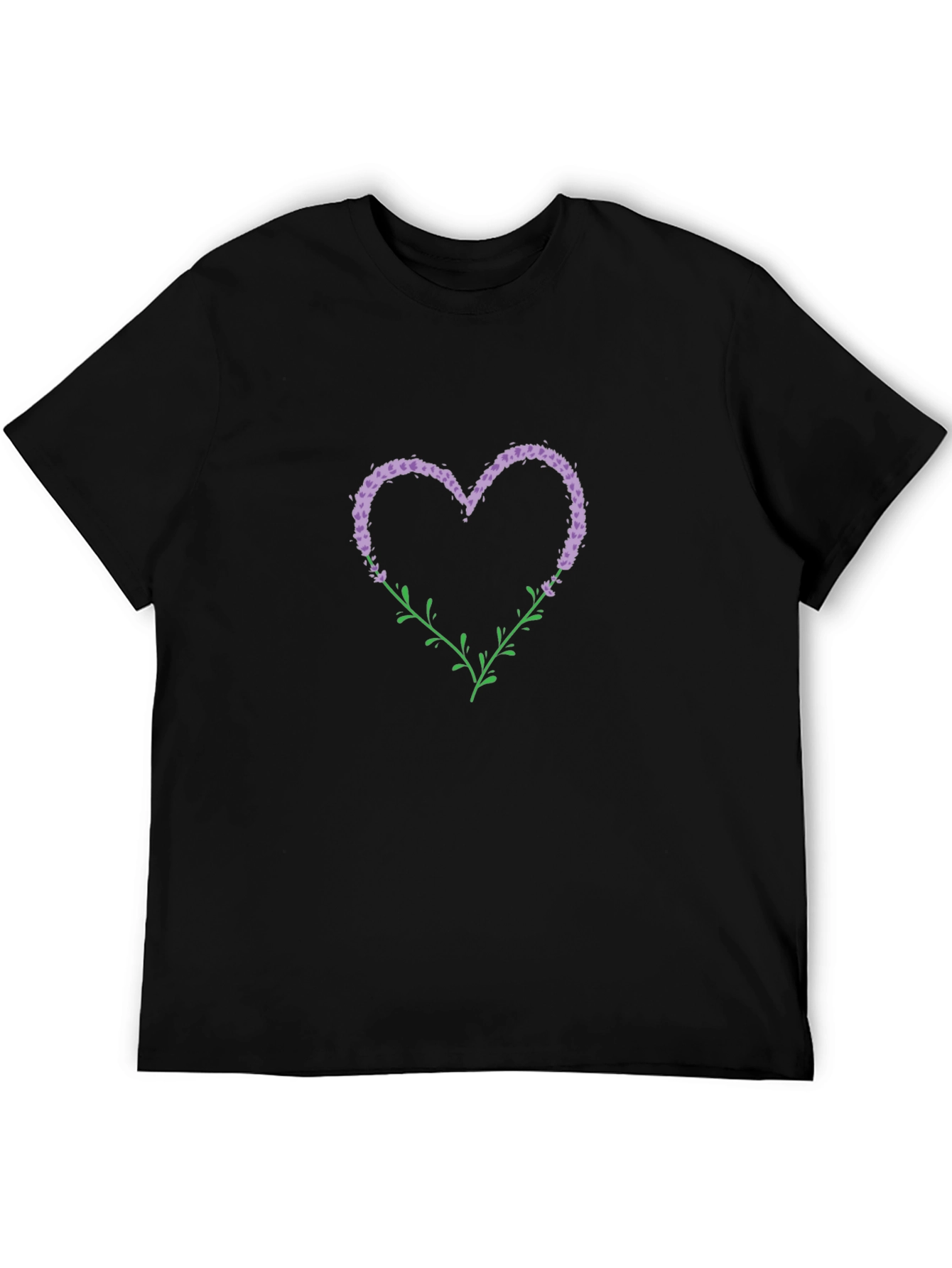 Black Floral Heart Graphic Tee - Black view 5