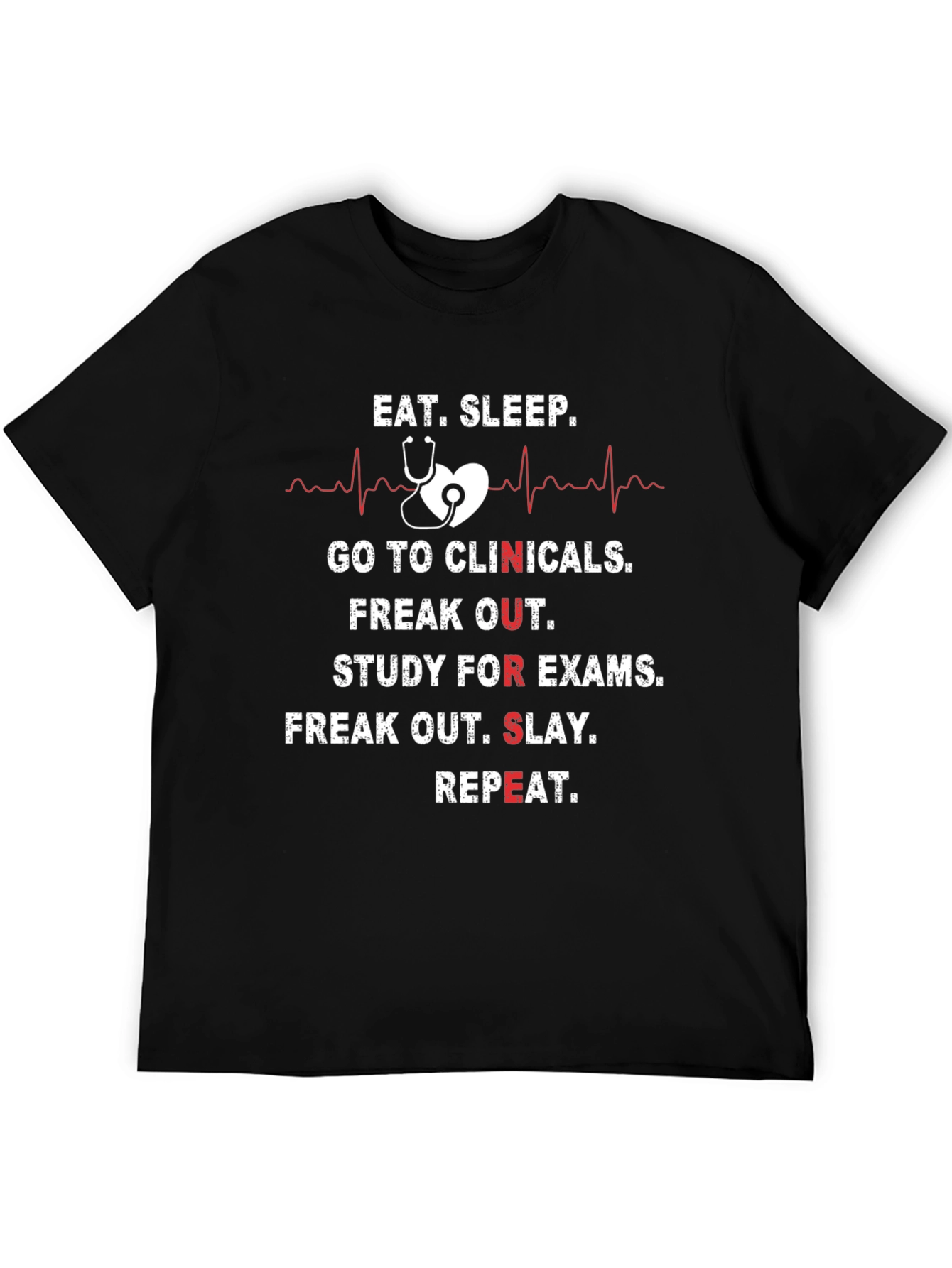 Black Eat Sleep Clinicals Nursing T-Shirt view 5
