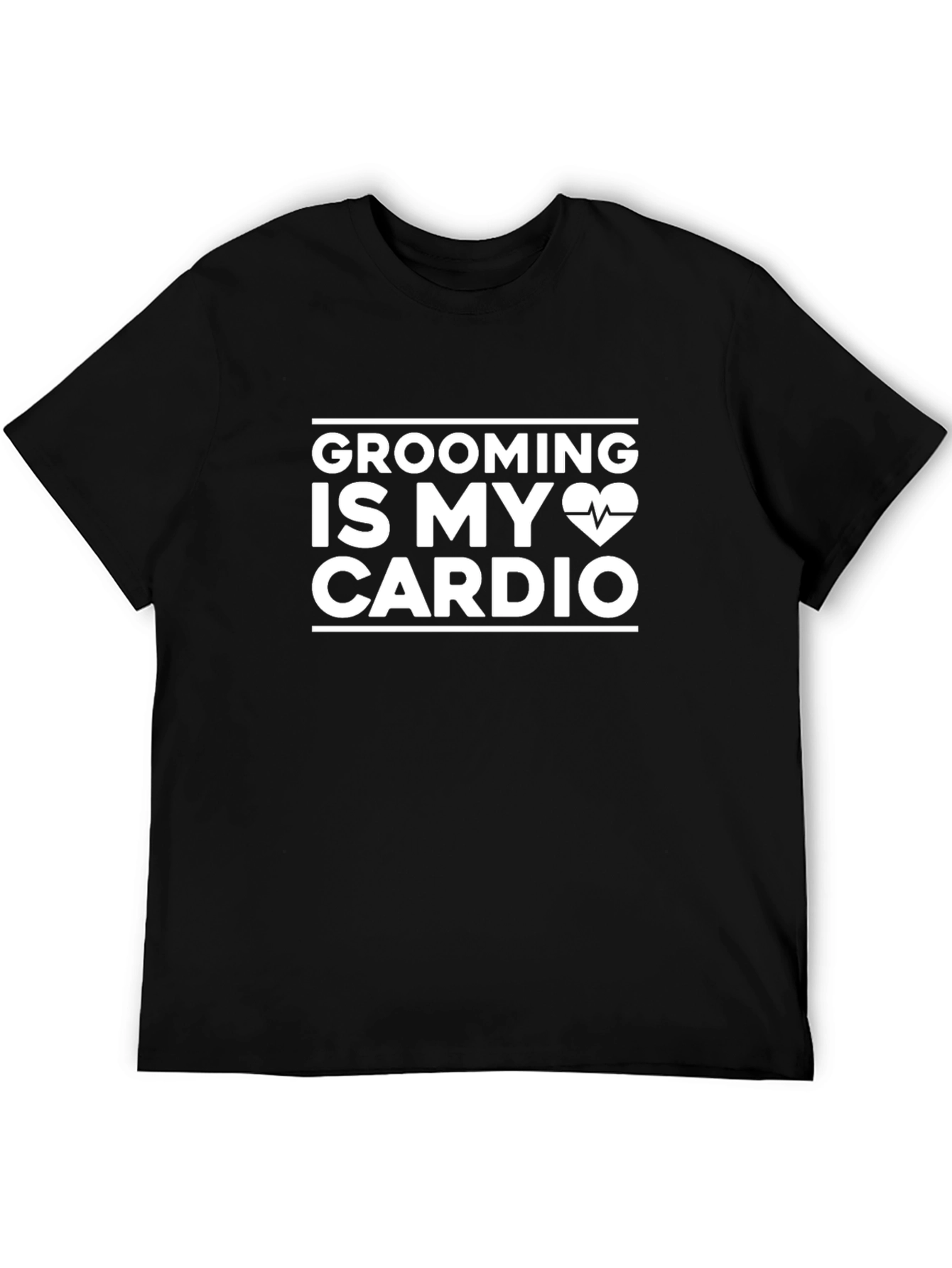 Black Grooming Is My Cardio T-Shirt - Black Cotton Tee view 5