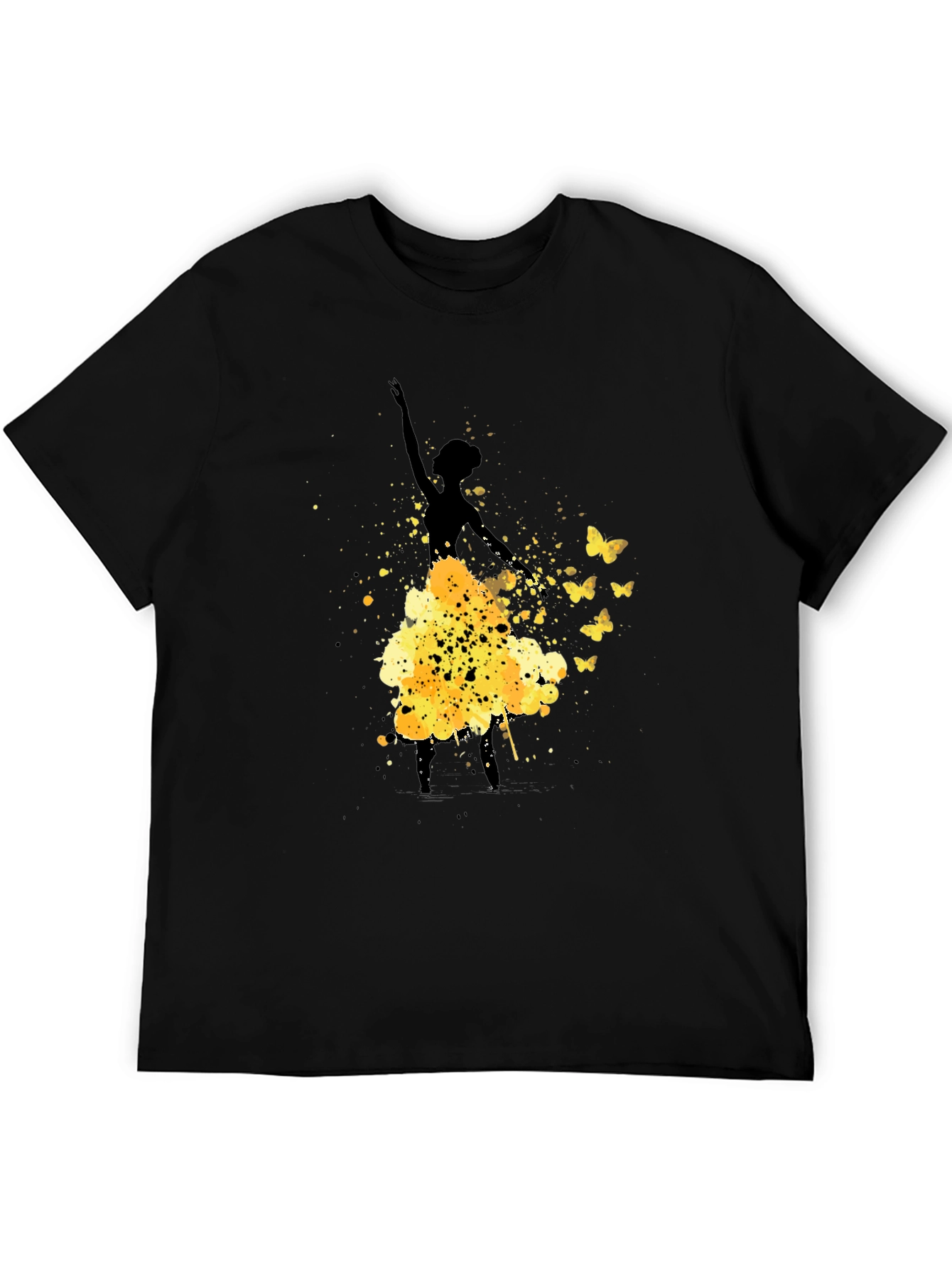 Black Ballerina Butterfly Black Graphic T-Shirt view 5