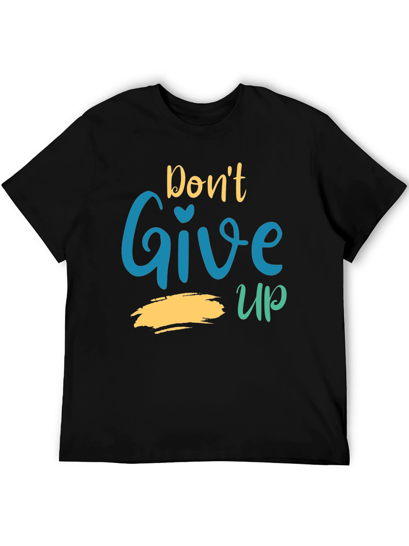 Black Motivational Graphic Tee - Don't Give Up T-Shirt view 5