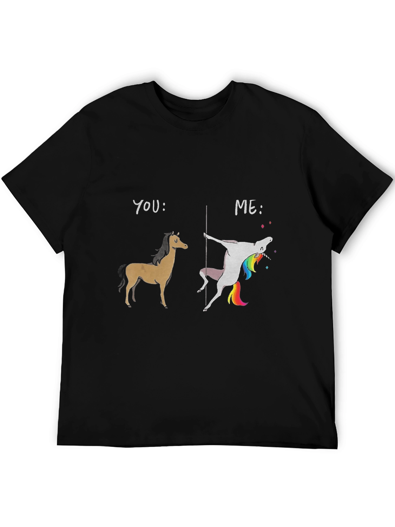 Black Funny You vs Me Unicorn T-Shirt view 5