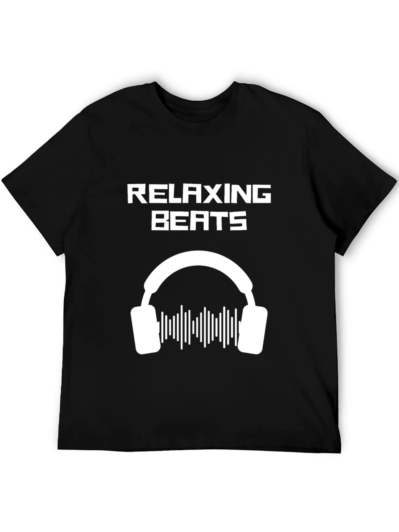 Black Relaxing Beats Graphic Tee - Black Cotton T-Shirt view 5