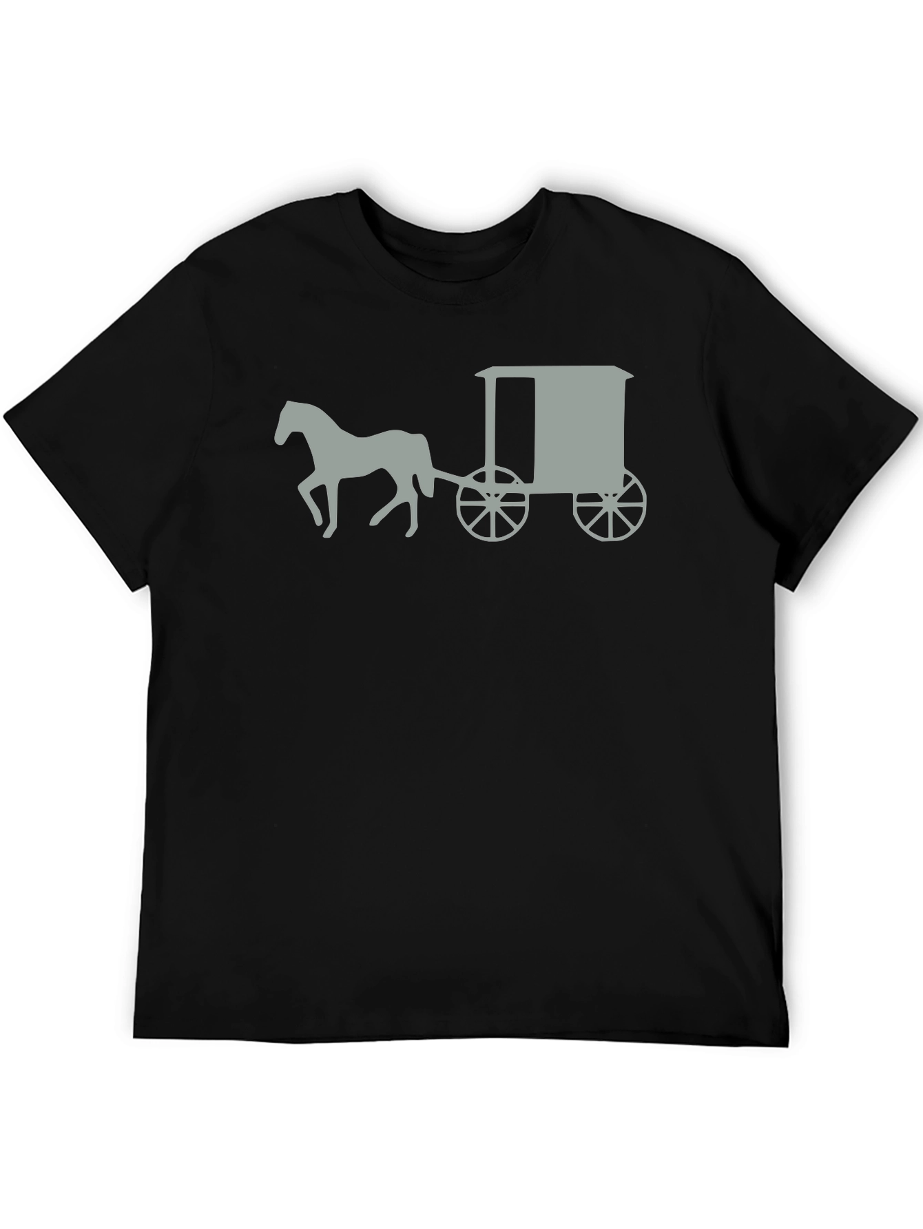 Black Amish Horse and Buggy Black Graphic Tee view 5