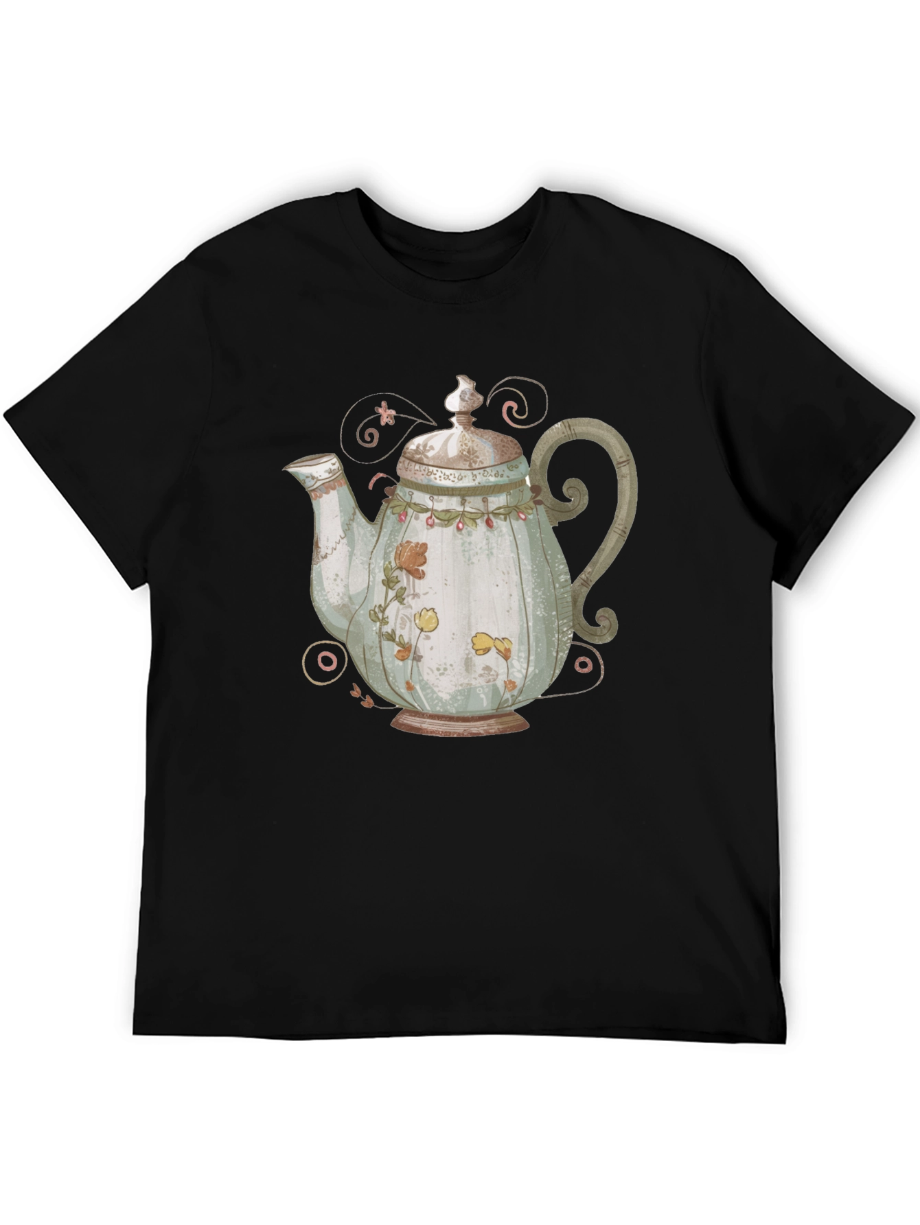 Black Vintage Teapot Graphic Tee - Quirky Style view 5