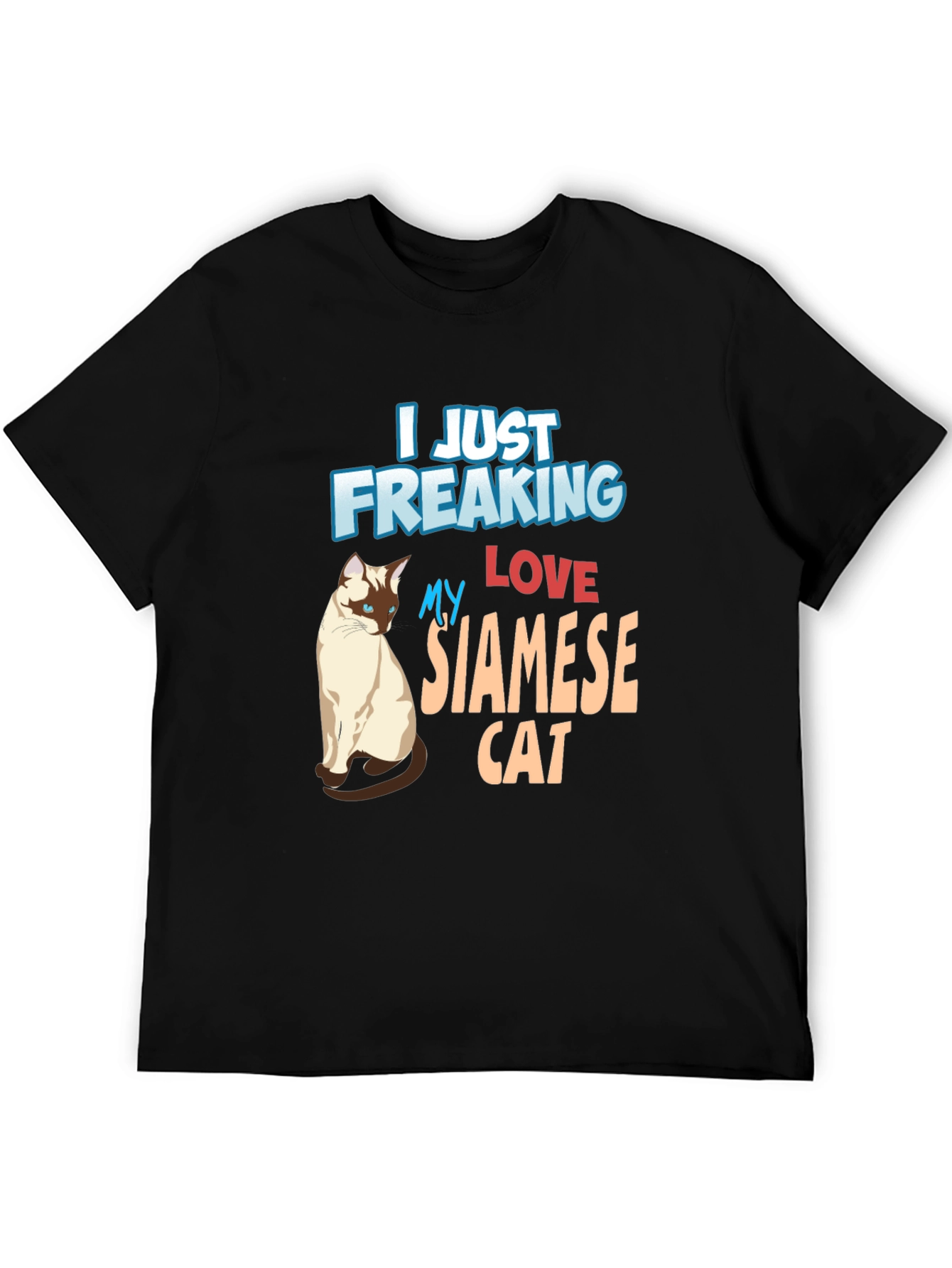 Black Siamese Cat Lover Black T-Shirt view 5