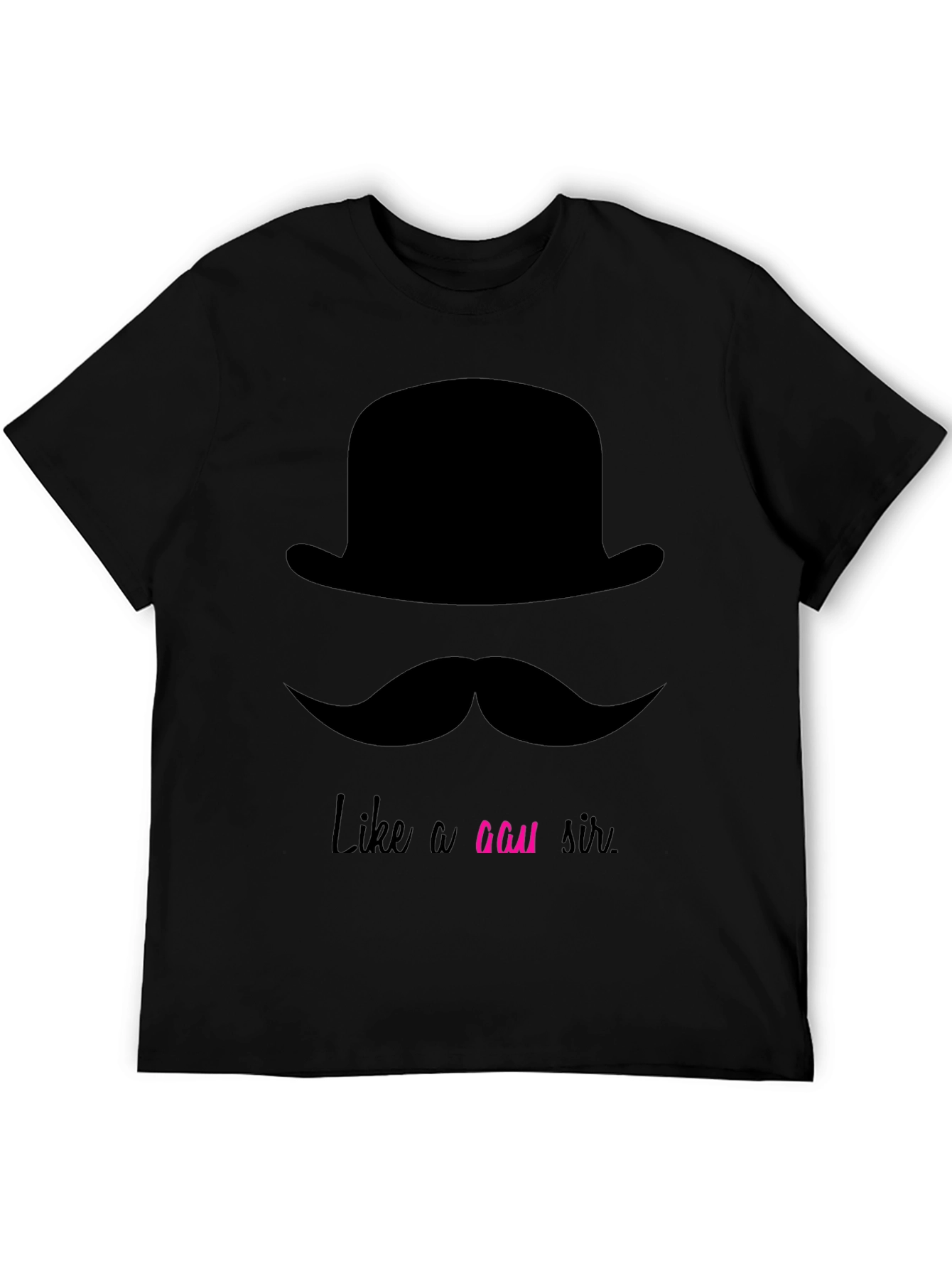 Black Dapper Mustache & Bowler Hat Graphic Tee - Like a GAU Sir view 5