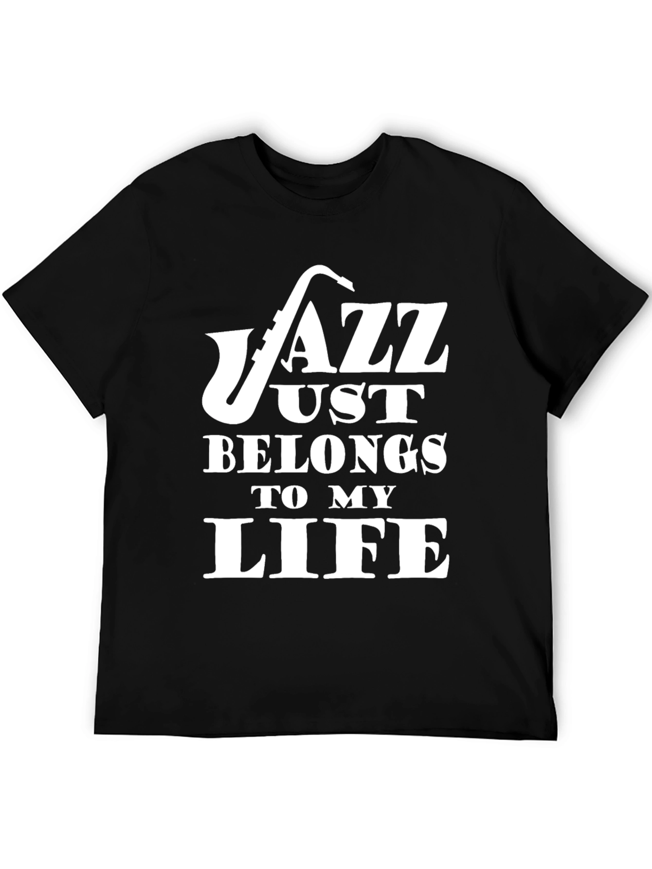 Black Jazz Music T-Shirt - "Jazz Belongs To My Life" - Saxophone Graphic view 5