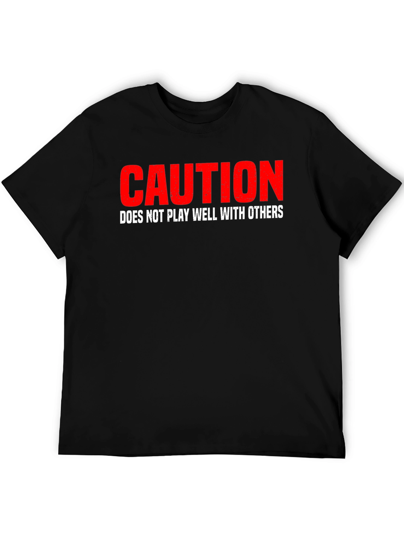 Black Caution: Does Not Play Well With Others Graphic Tee view 5