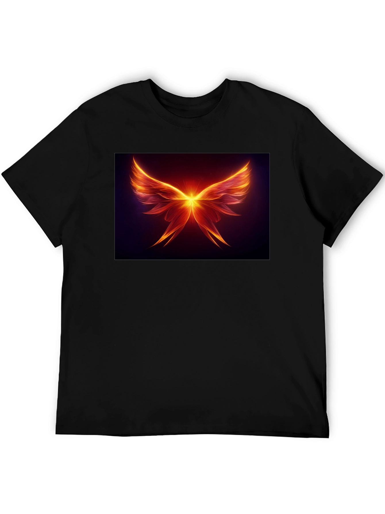 Black Fiery Wings Graphic Tee - Black Cotton Blend view 5