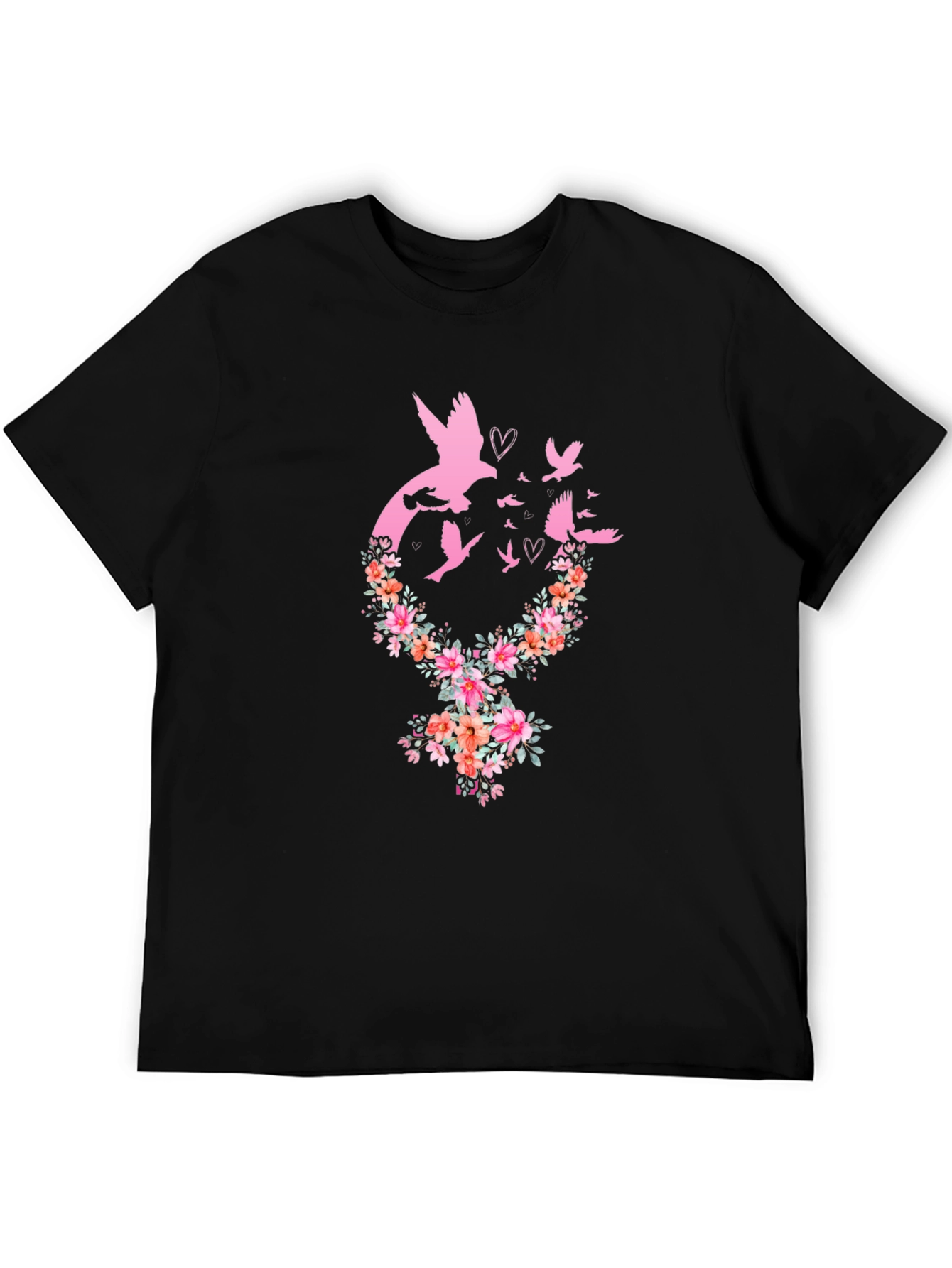 Black Floral Dove Graphic Tee view 5