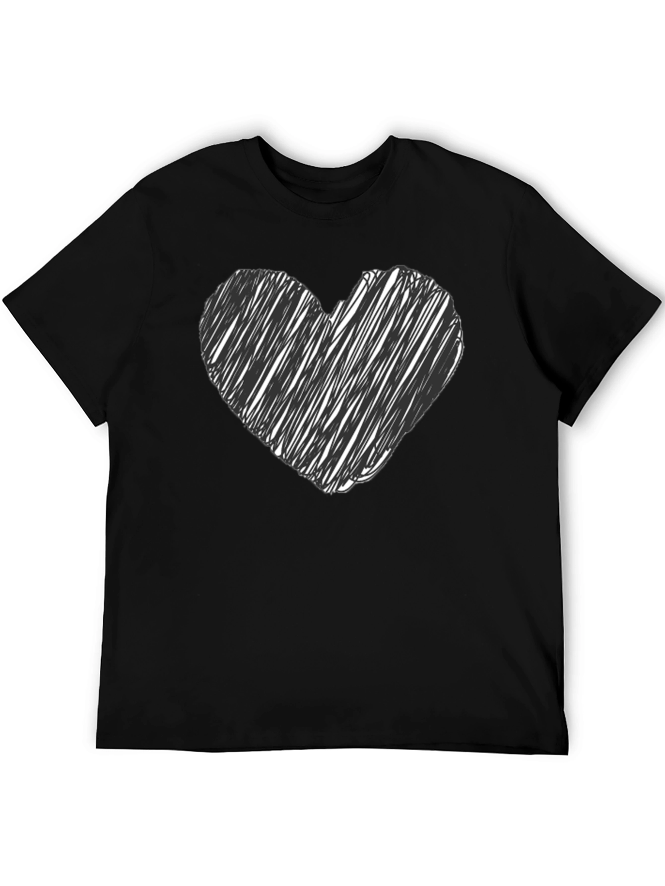 Black Heart Scribble Graphic Tee - Black Casual T-Shirt view 5