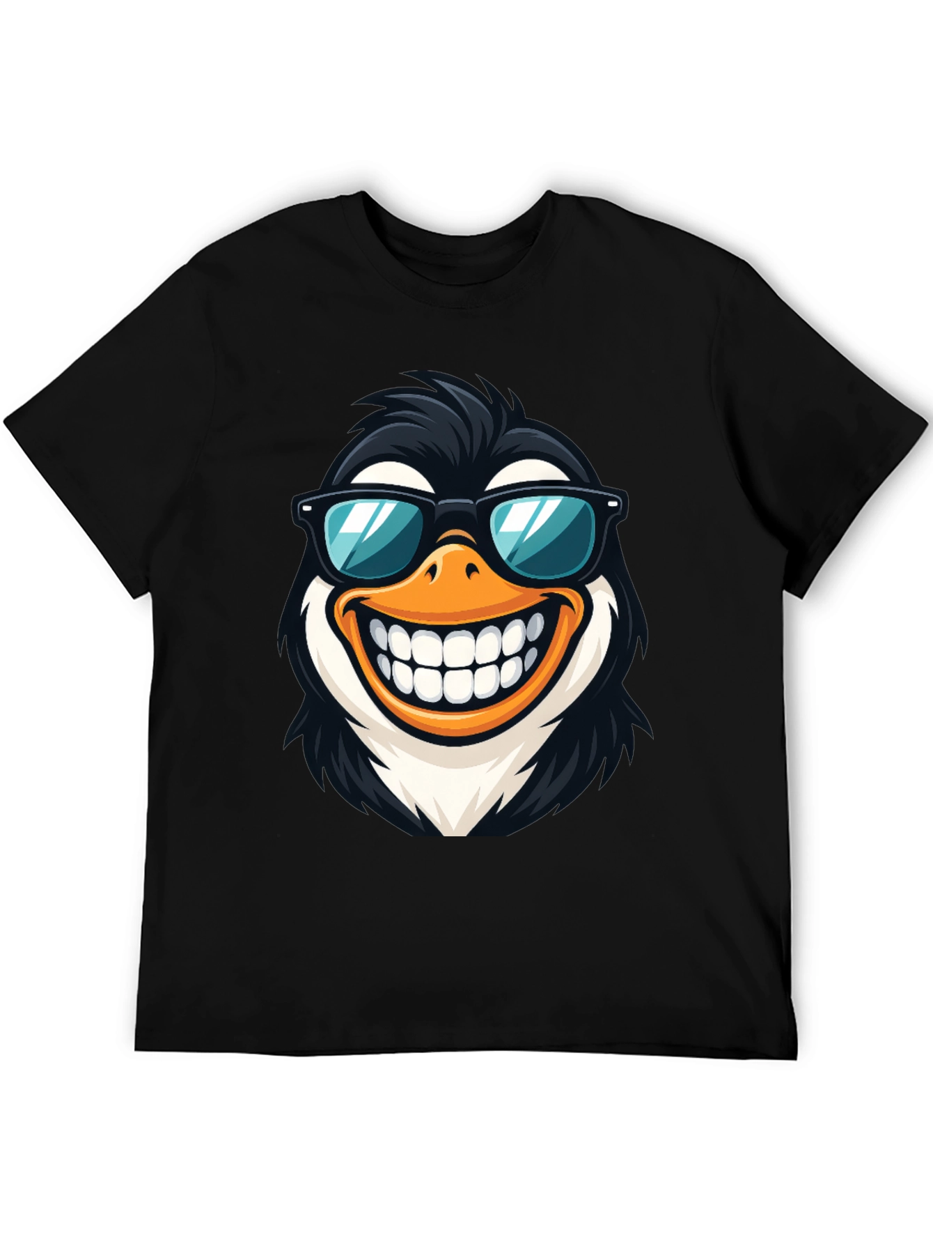 Black Cool Penguin Graphic Tee - Black Cotton T-Shirt view 5