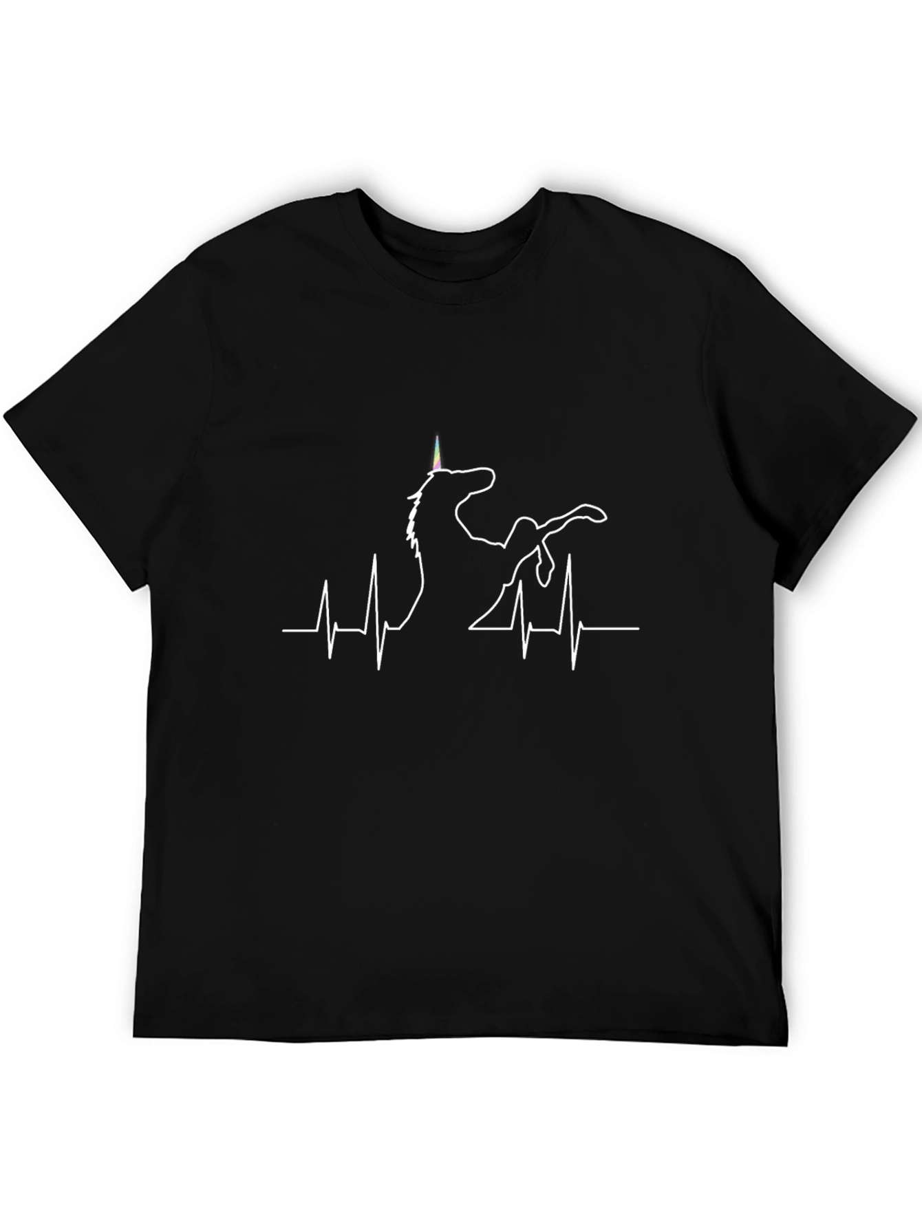 Black Unicorn Heartbeat T-Shirt - Black view 5