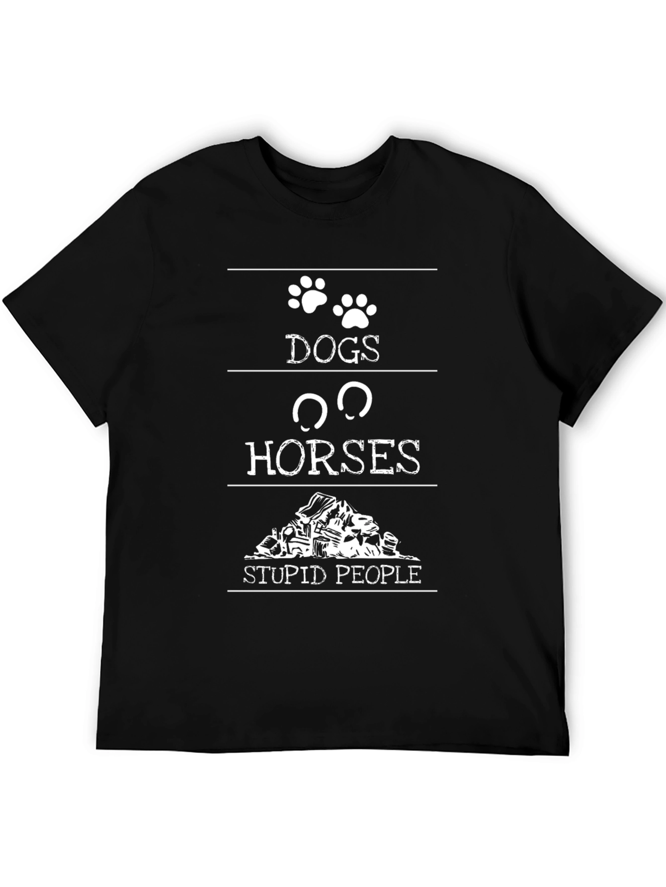 Black Dogs Horses Stupid People Graphic Tee view 5