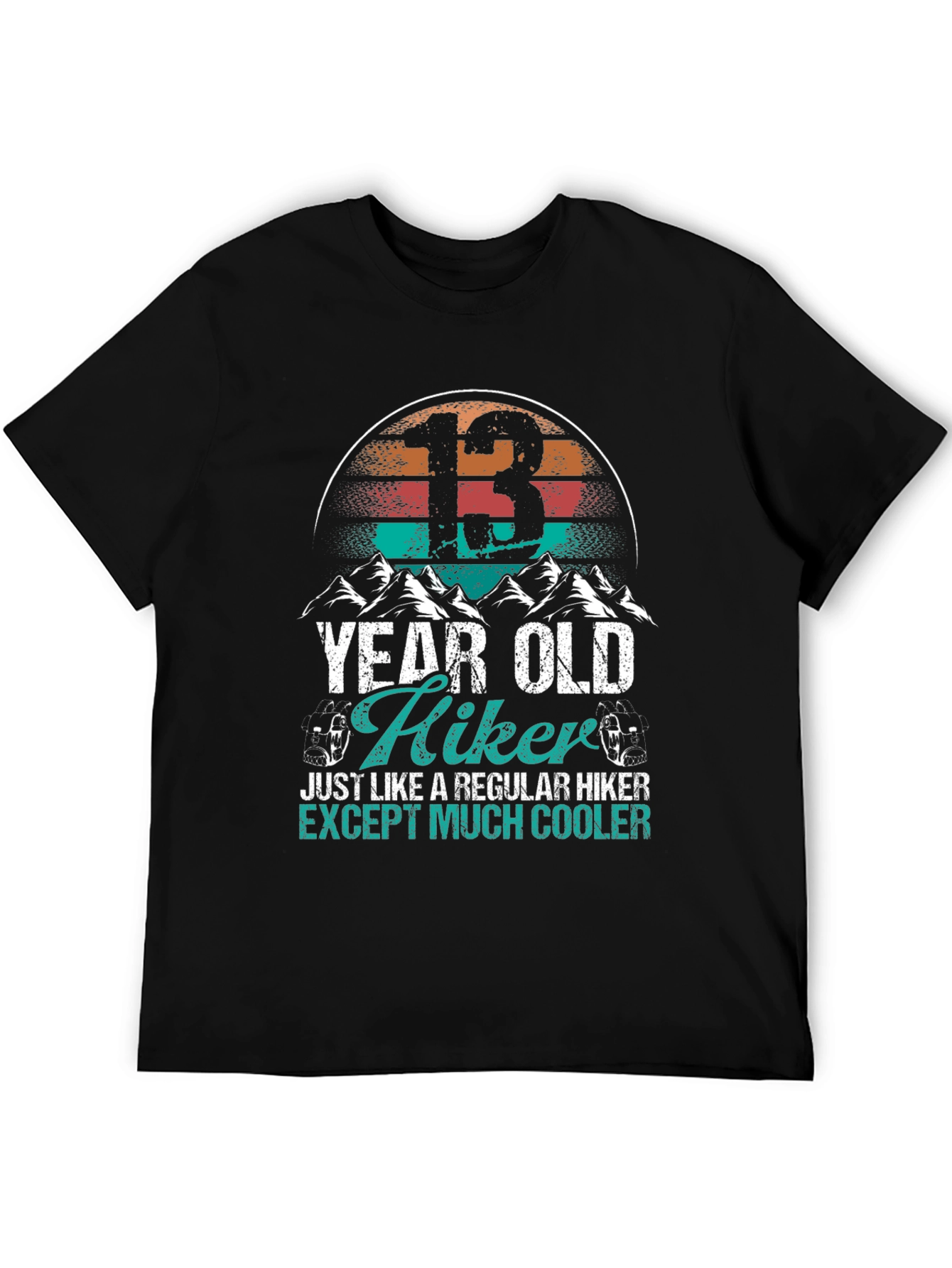 Black 13 Year Old Hiker Graphic T-Shirt - Cool Hiking Tee view 5
