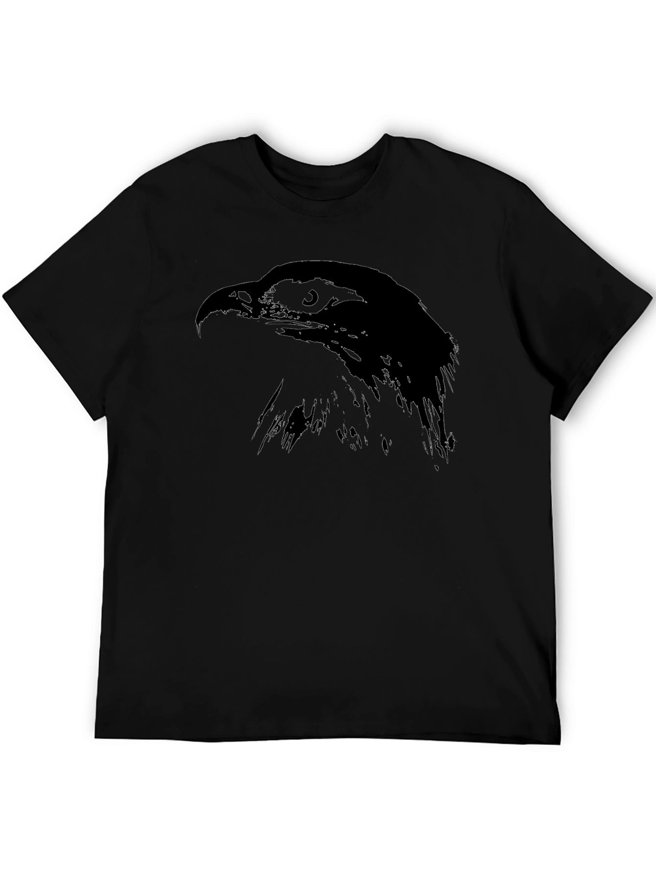 Black Black T-Shirt with Hawk Silhouette view 5