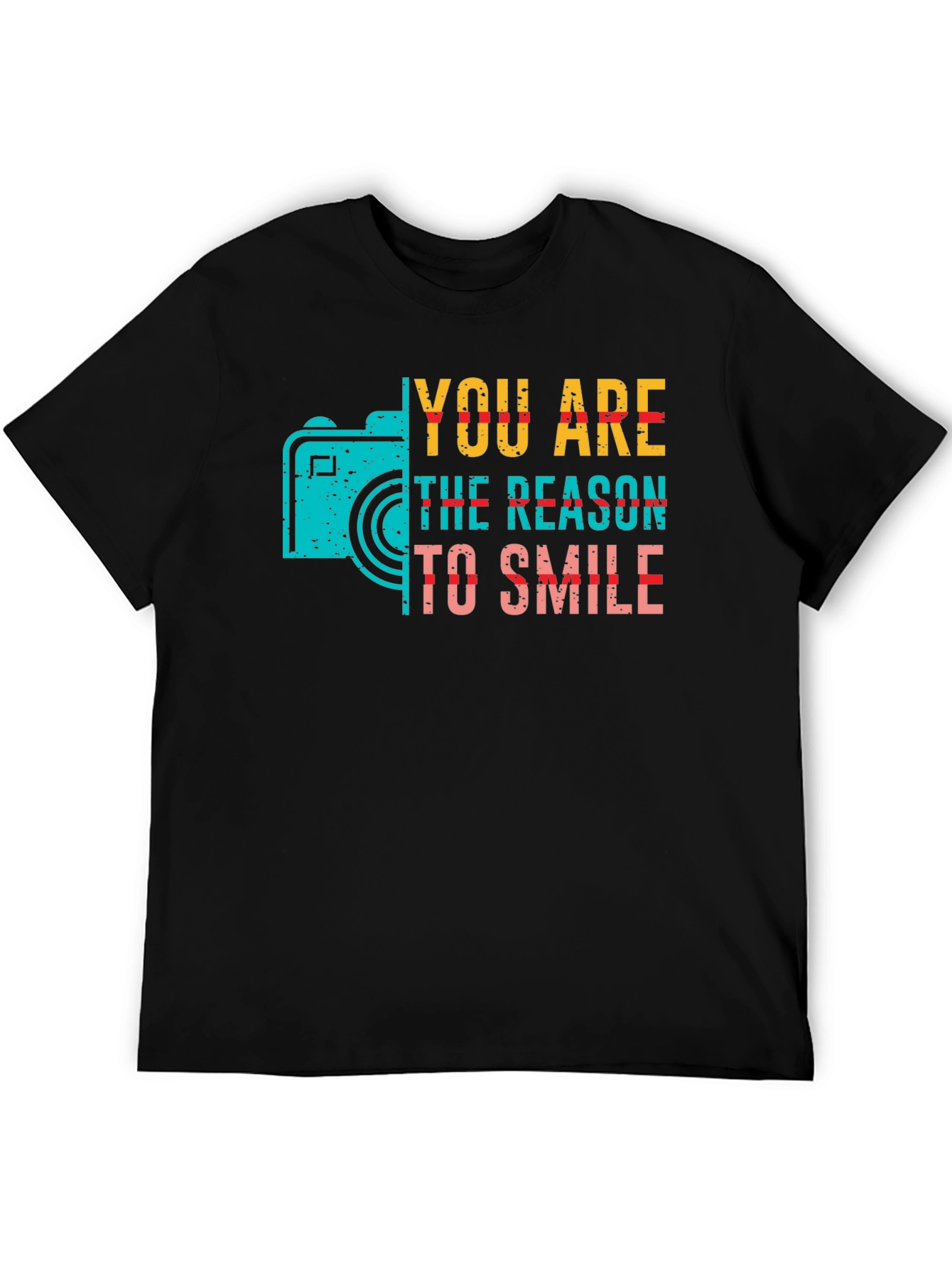 Black You Are The Reason To Smile Camera Graphic Tee view 5