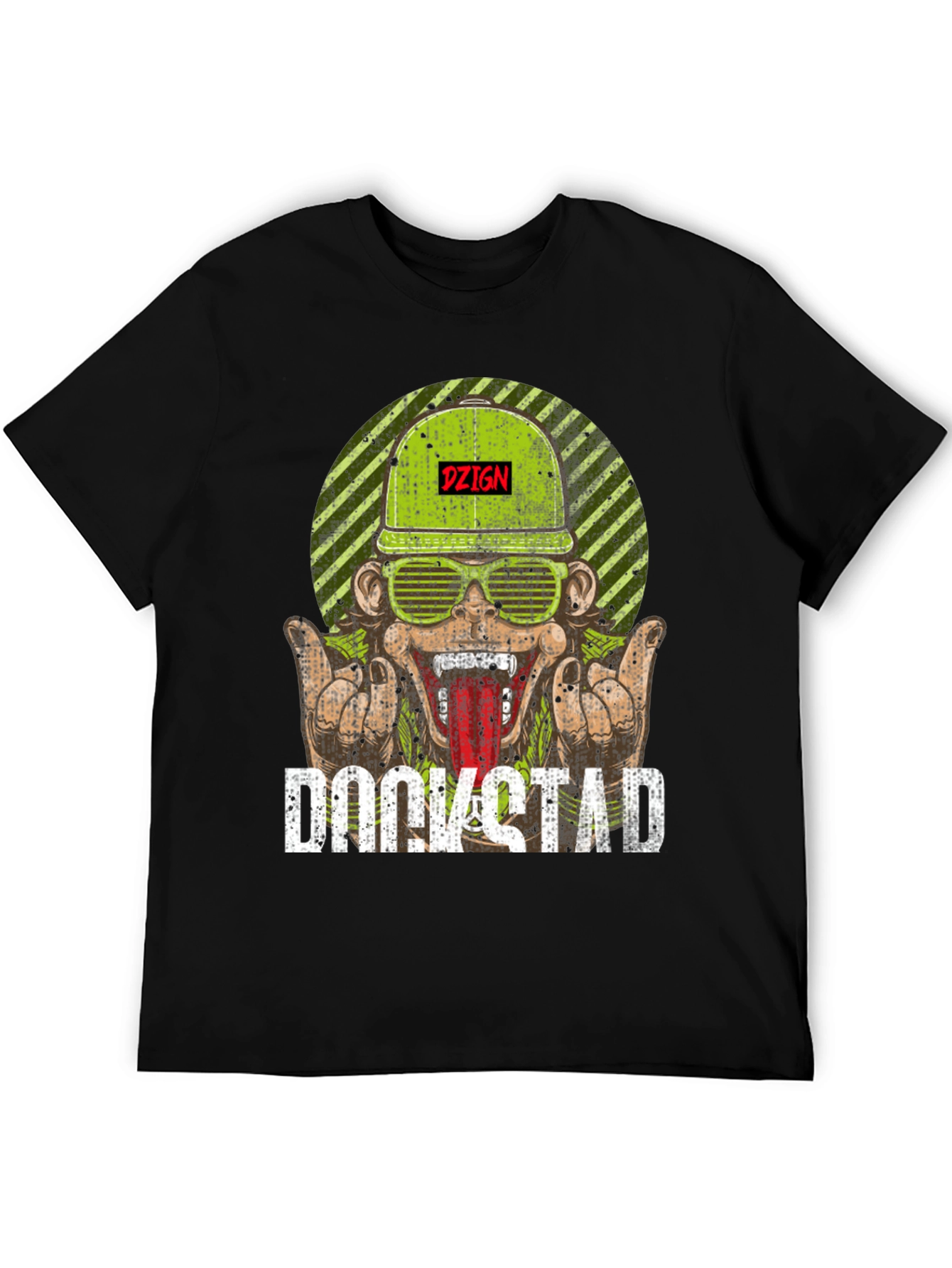 Black DZIGN Rockstad Monkey Graphic T-Shirt view 5