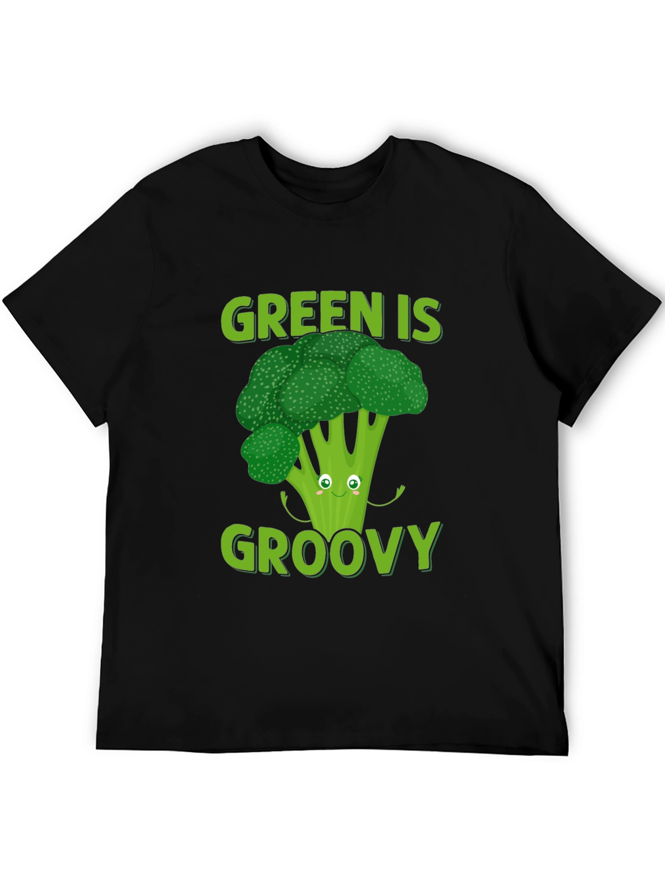 Black Green is Groovy Broccoli T-Shirt view 5