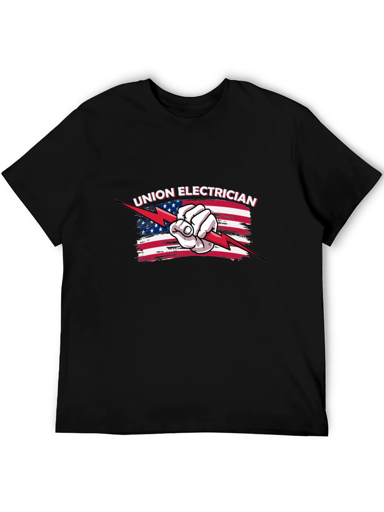 Black Union Electrician USA Flag Graphic T-Shirt view 5