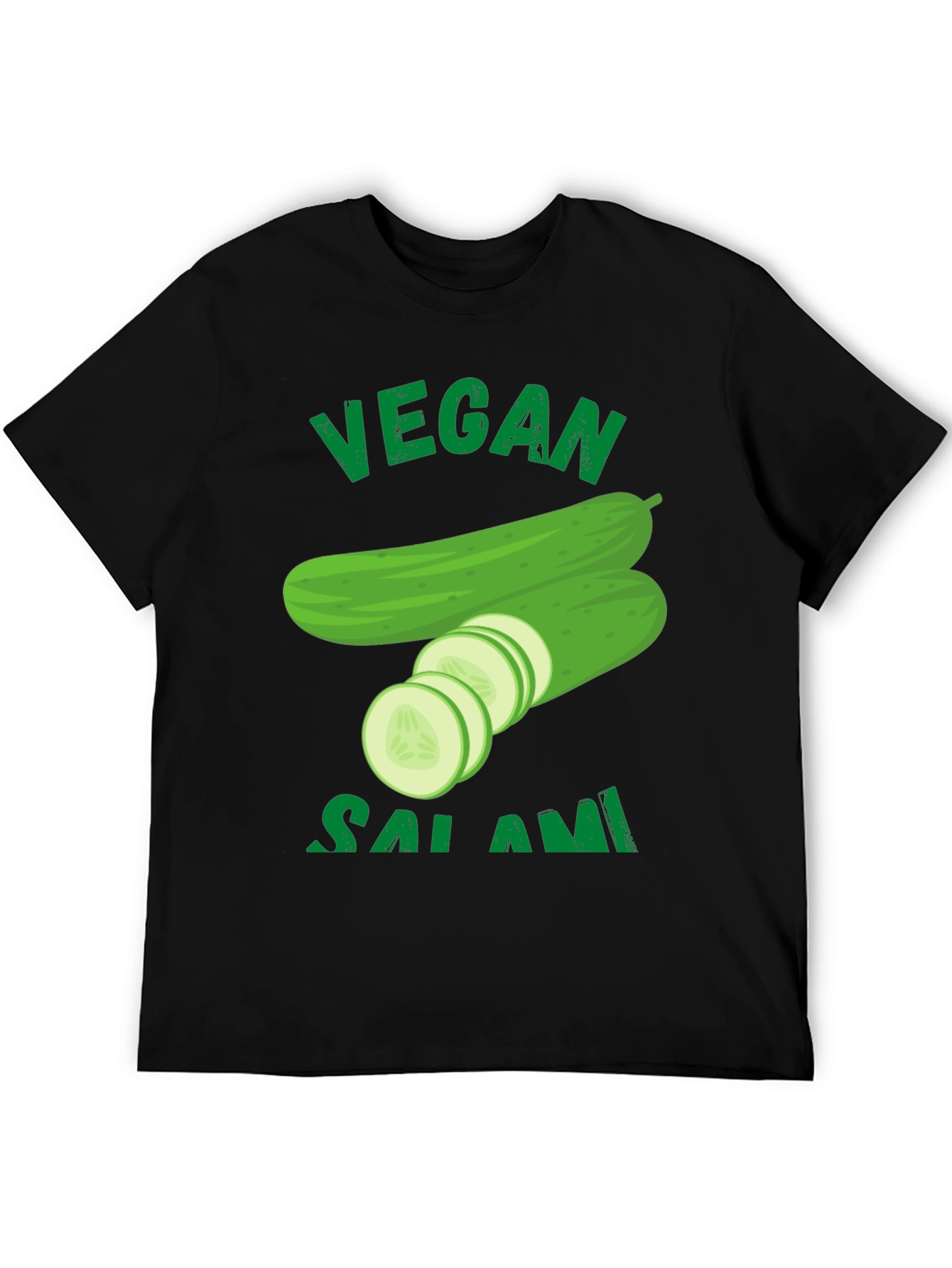 Black Vegan Salami Cucumber Graphic T-Shirt view 5