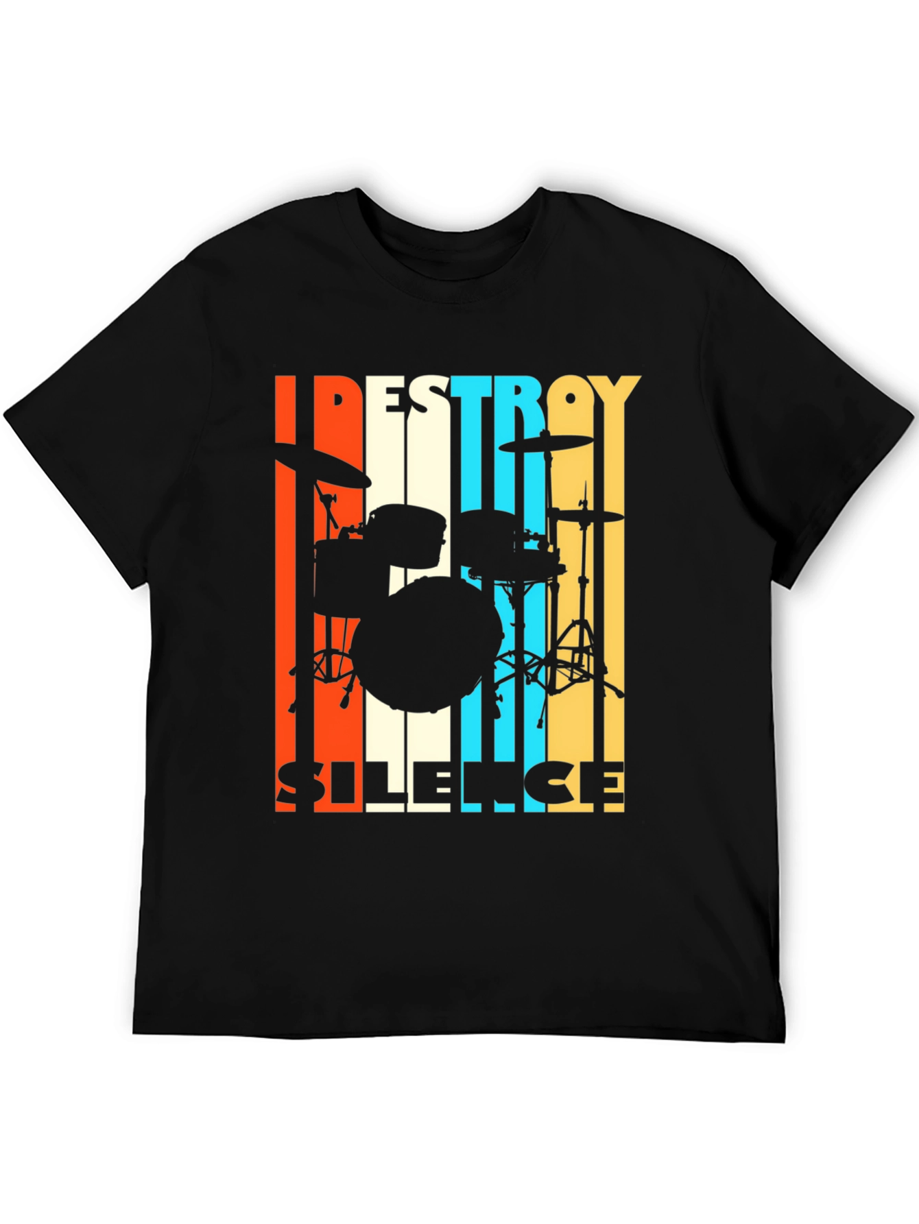Black Destroy Silence Drummer T-Shirt view 5