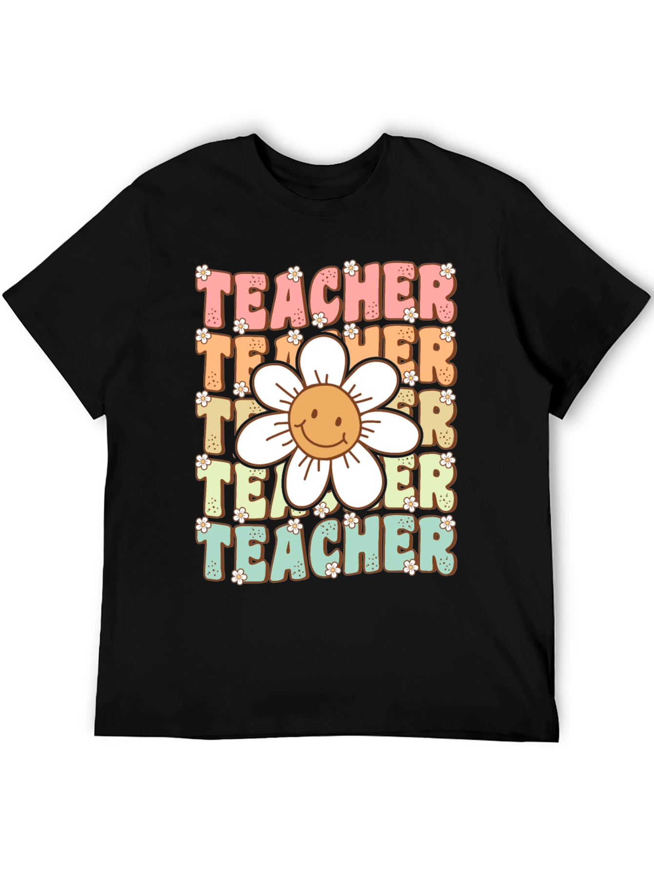 Black Retro Teacher Graphic T-Shirt view 5