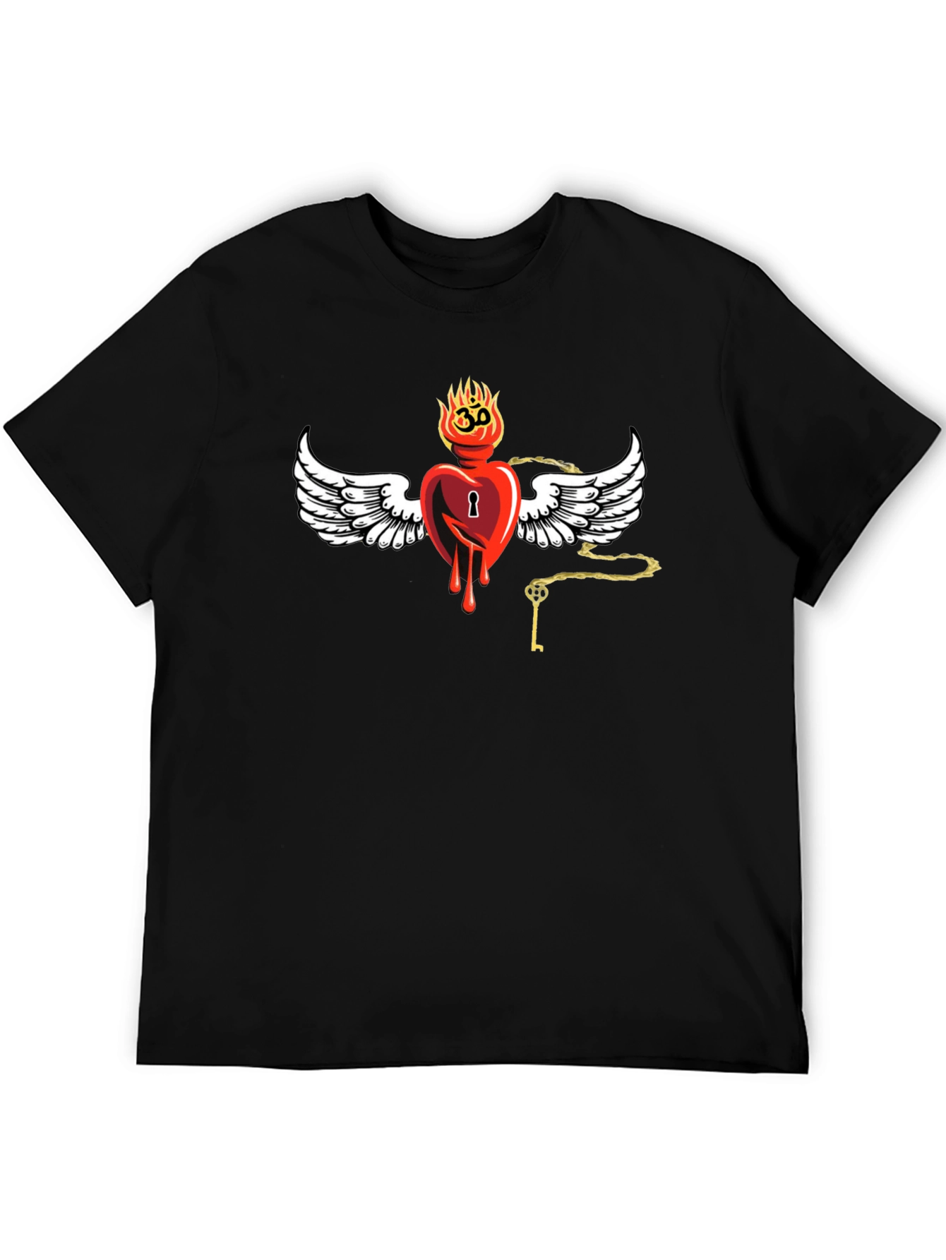 Black Heart with Wings Graphic Print T-Shirt view 5