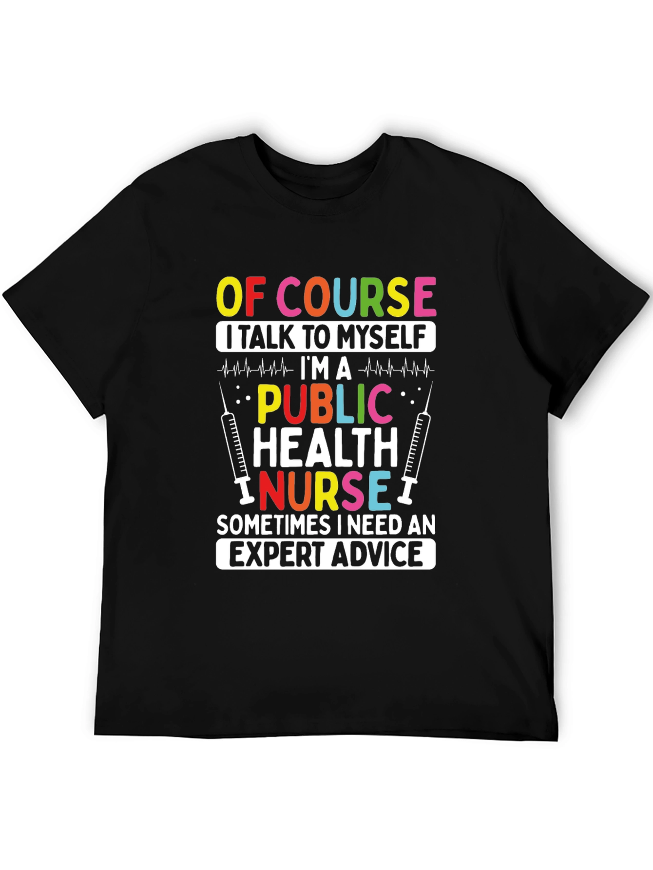 Black Public Health Nurse T-Shirt: Expert Advice Apparel view 5