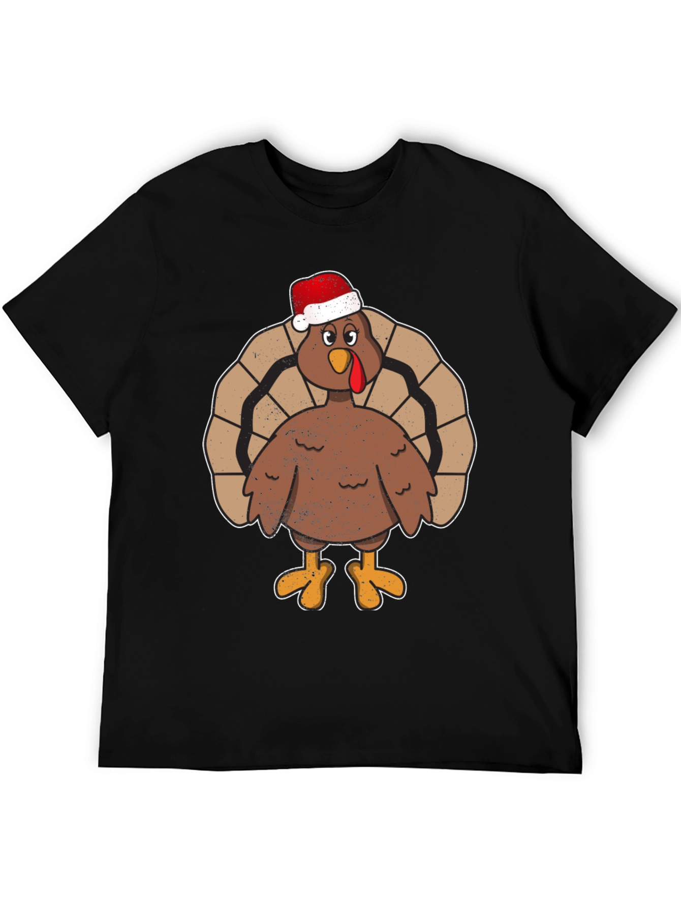 Black Festive Turkey Tee - Santa Hat Holiday Apparel view 5
