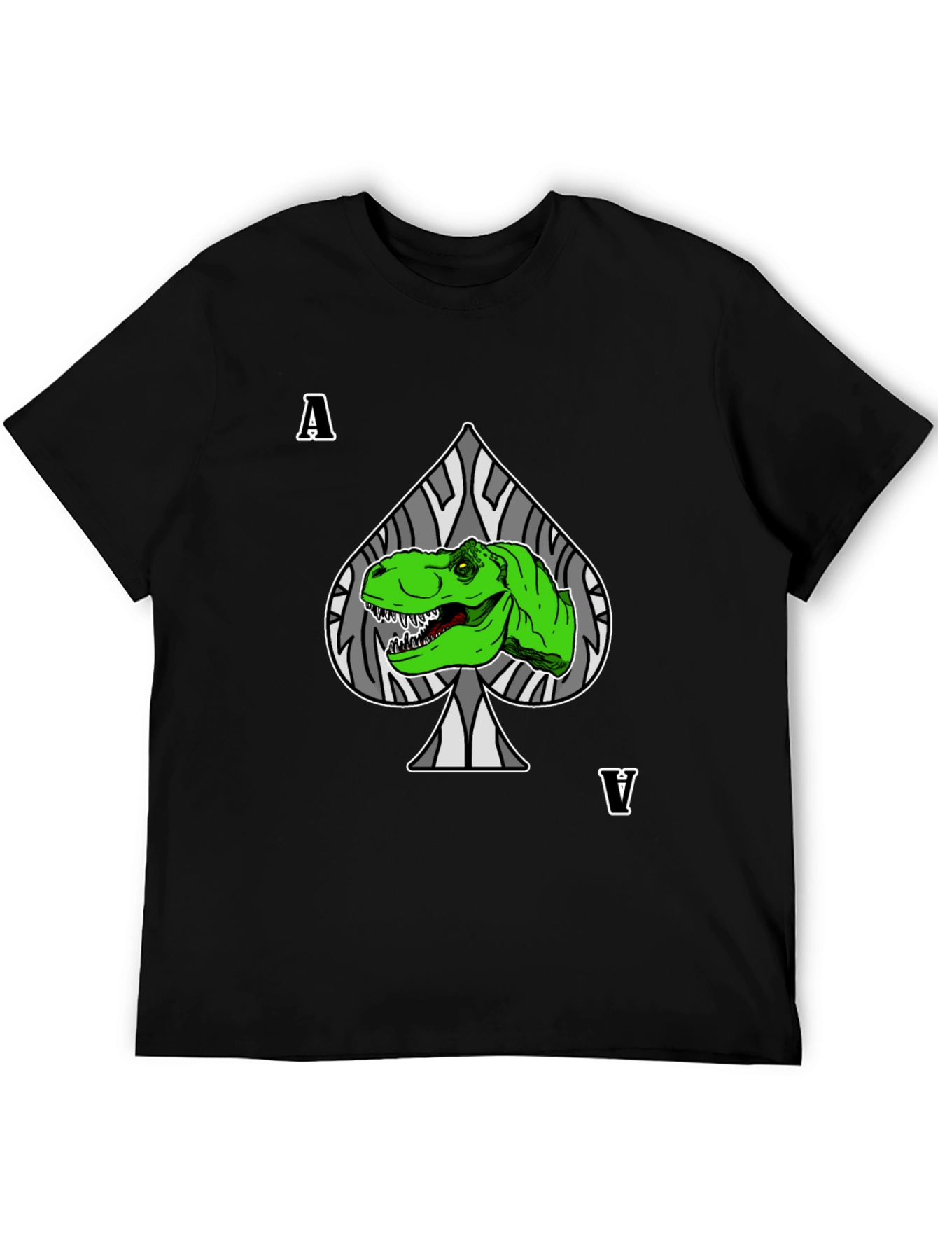 Black Ace Dinosaur T-Shirt - Black Crew Neck view 5