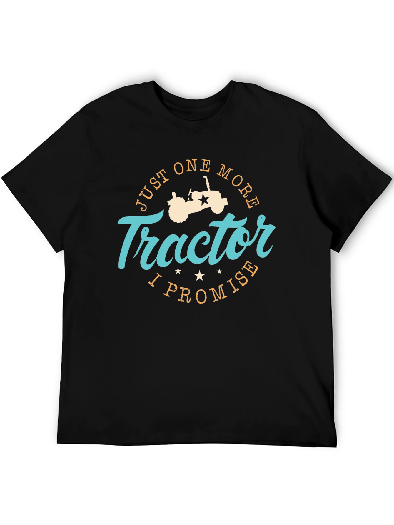 Black Just One More Tractor Black T-Shirt view 5