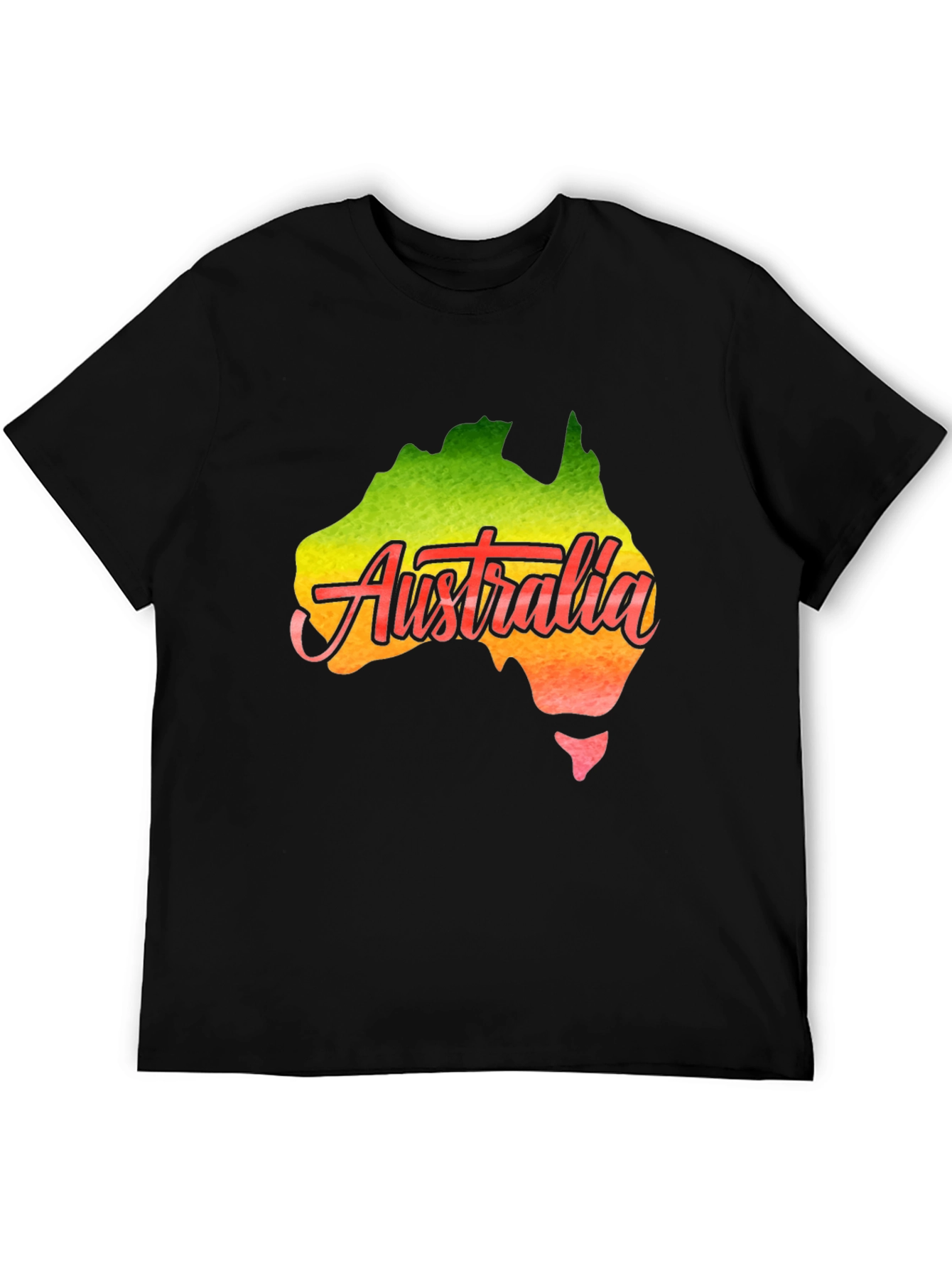 Black Australia Map T-Shirt - Black Cotton Graphic Tee view 5