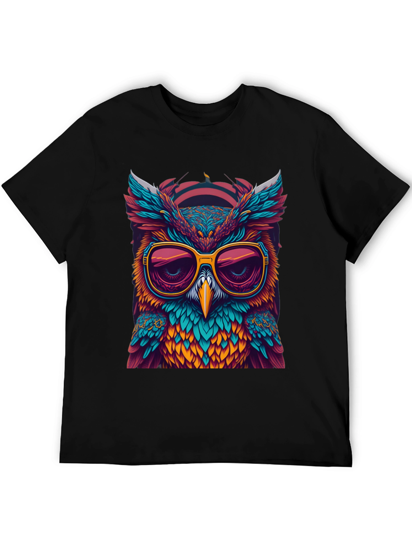 Black Cool Owl Graphic Tee - Unique Design view 5
