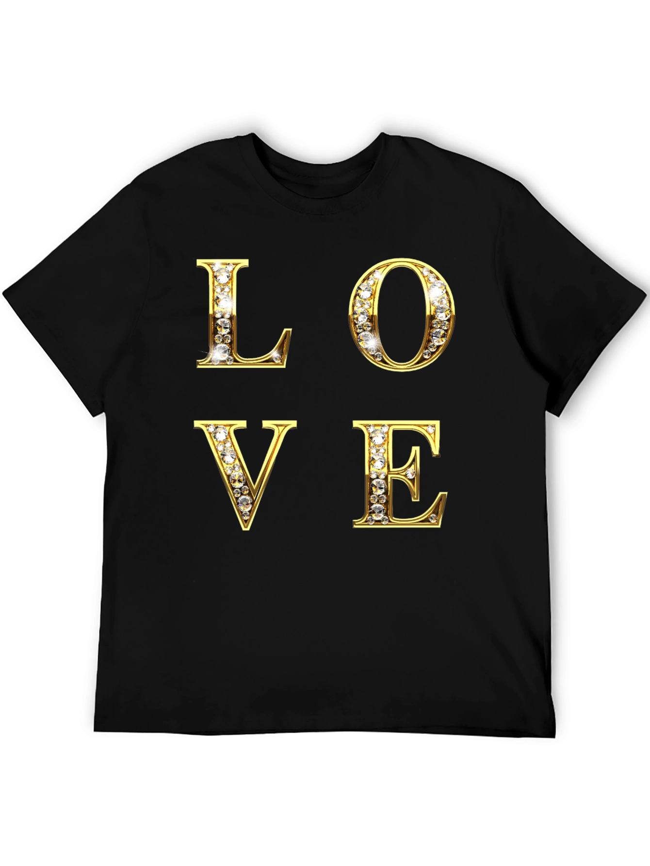 Black LOVE Diamond Letter Graphic Tee - Stylish & Eye-catching view 5