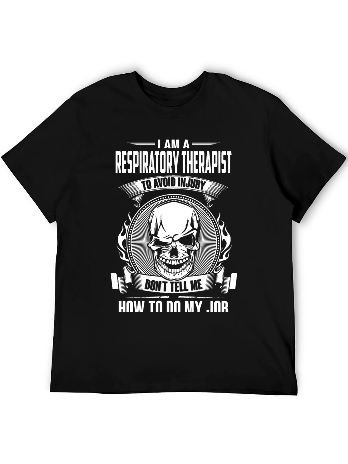 Black Respiratory Therapist Skull Graphic T-Shirt view 5