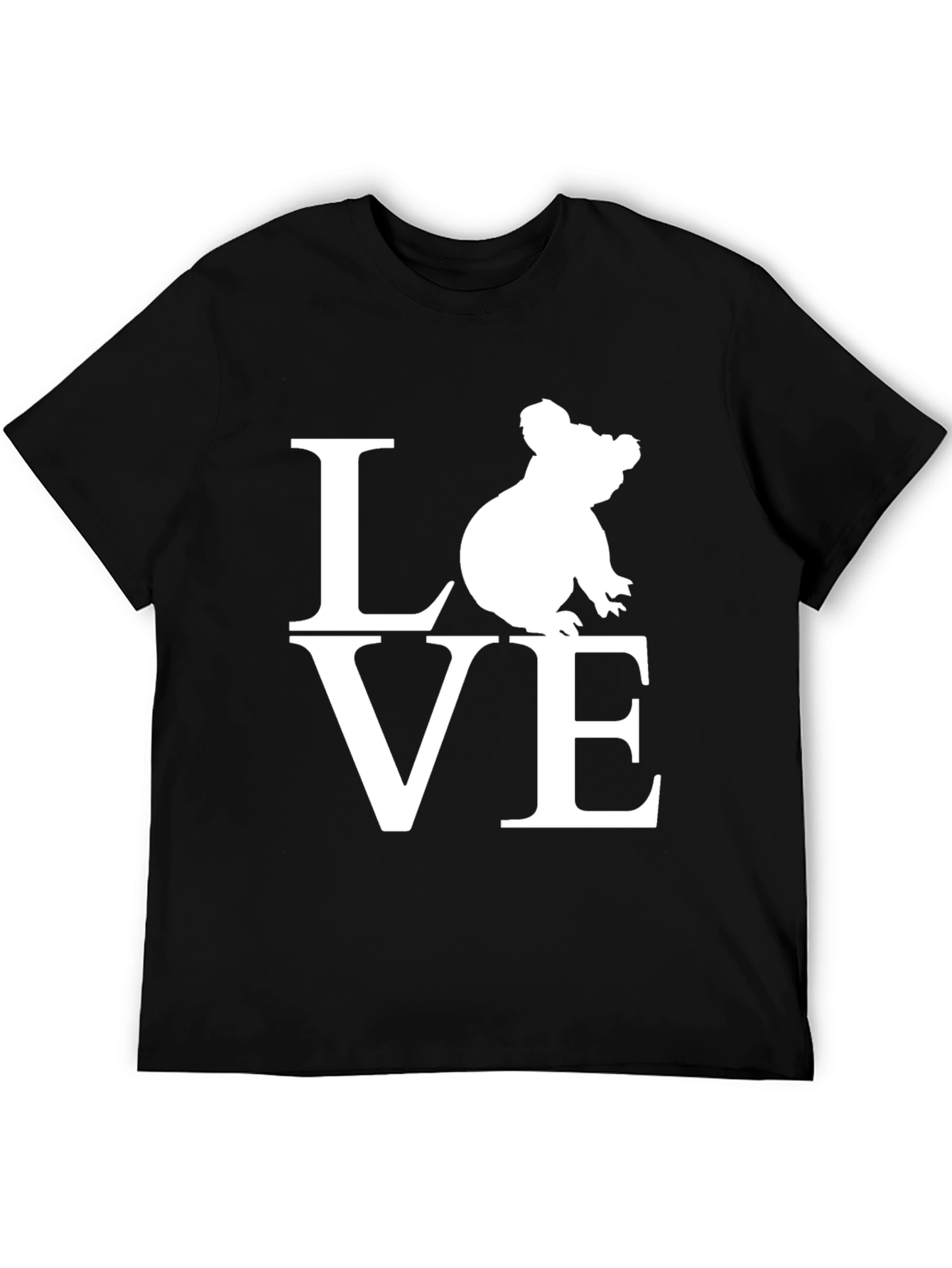 Black Koala Love Graphic Tee - Black Cotton T-Shirt view 5