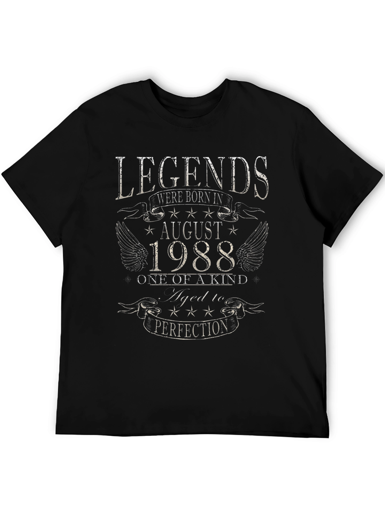 Black Legends Born in August 1988 Black Graphic T-Shirt view 5