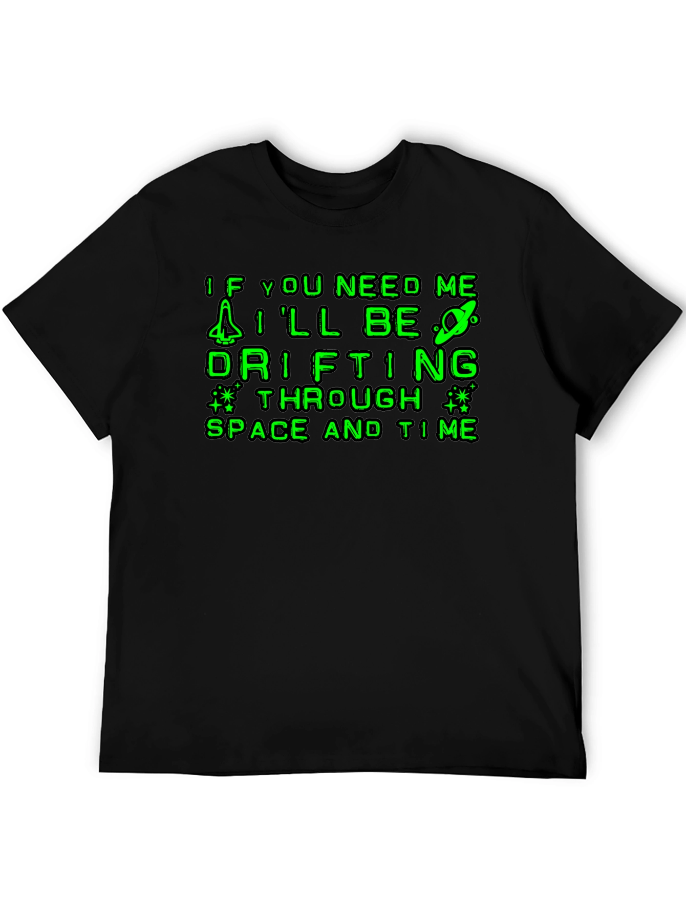 Black Drifting Through Space & Time Graphic T-Shirt view 5