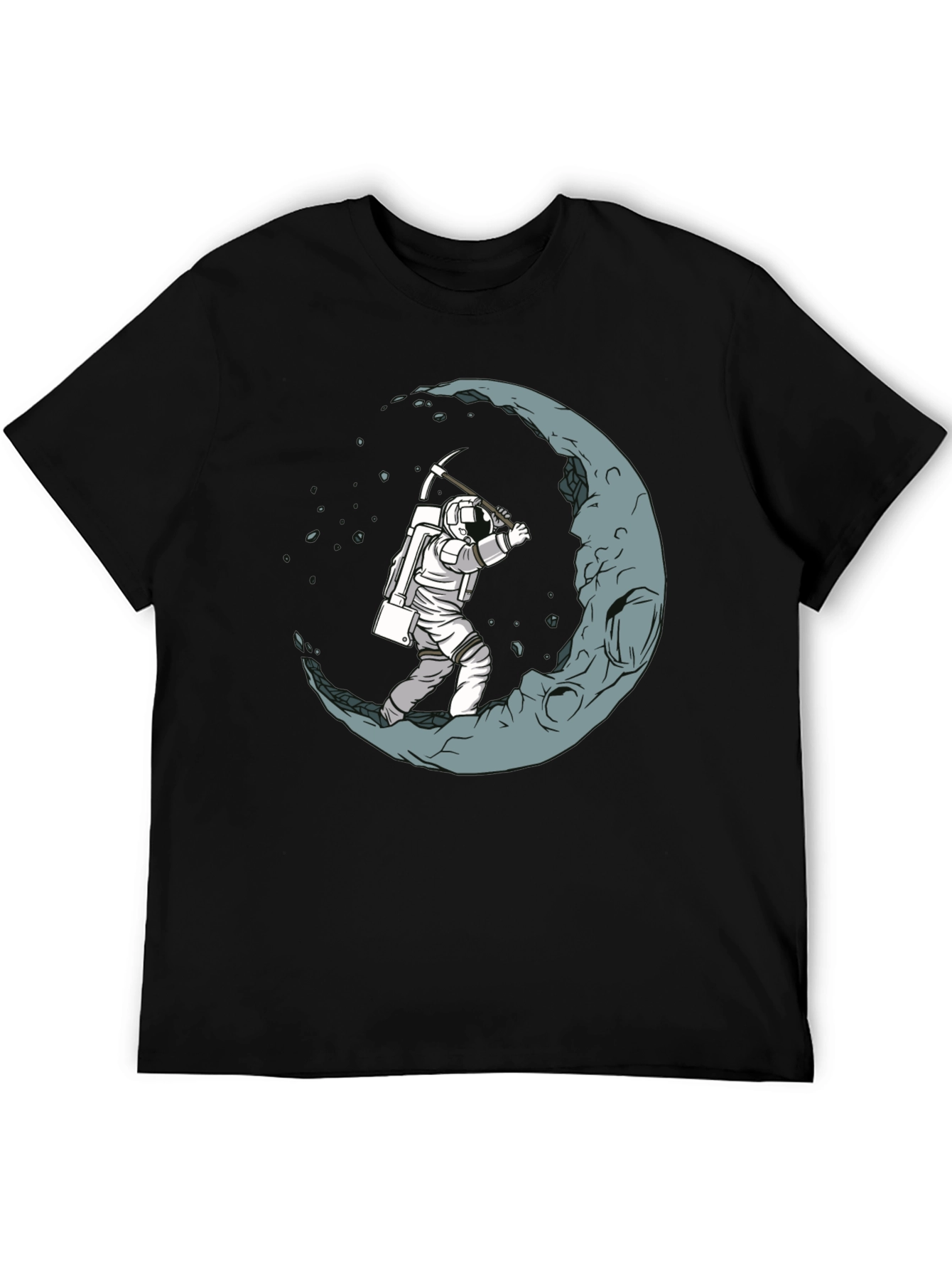 Black Astronaut Moon Mining Black T-Shirt view 5
