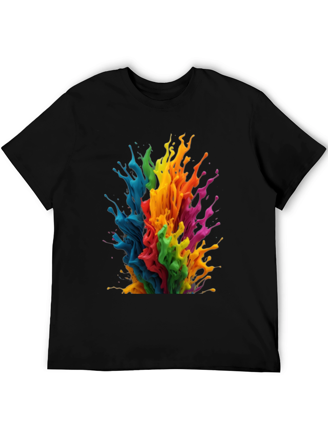 Black Rainbow Paint Splatter Graphic T-Shirt view 5
