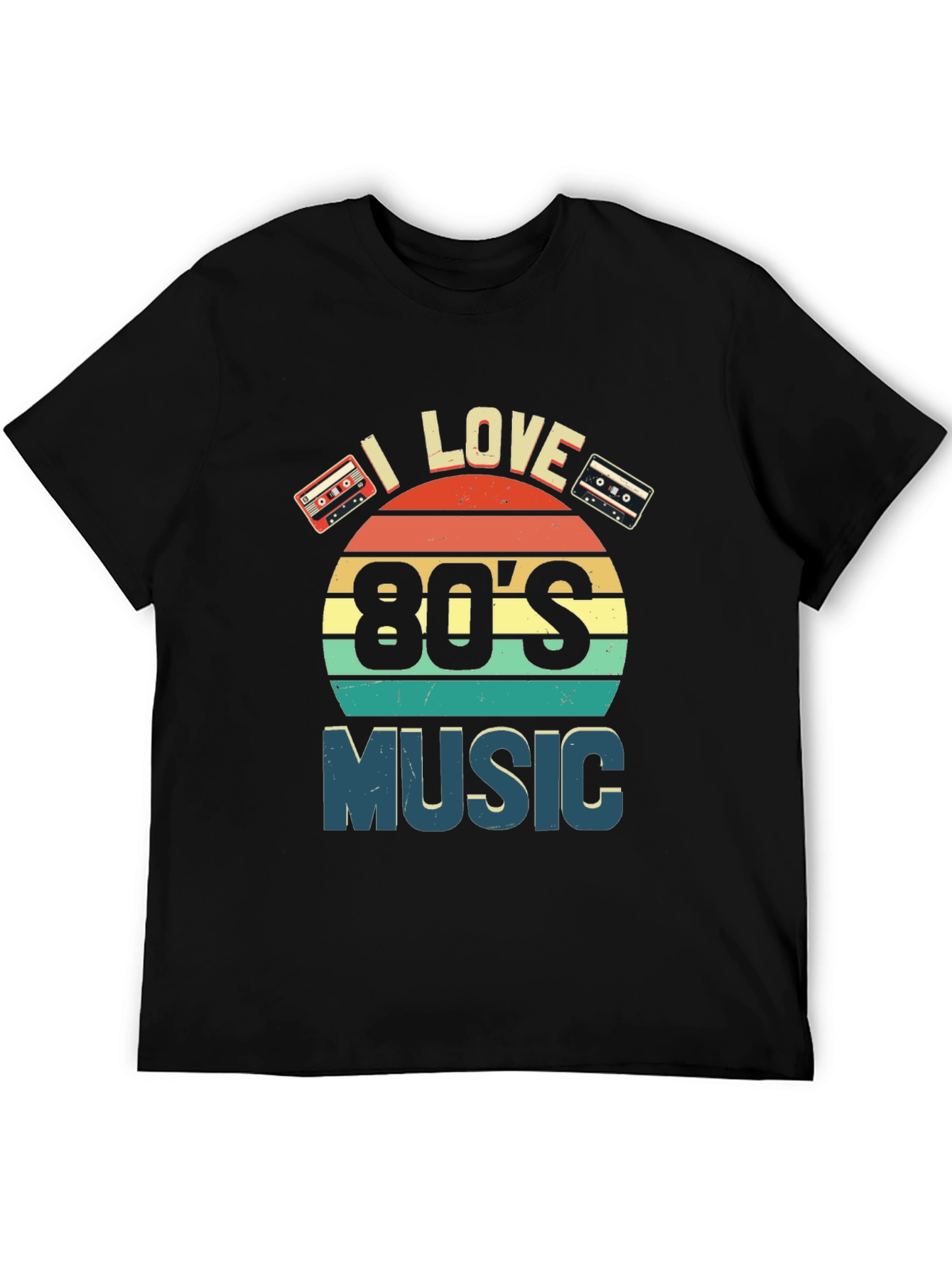 Black I Love 80's Music Retro Cassette T-Shirt view 5