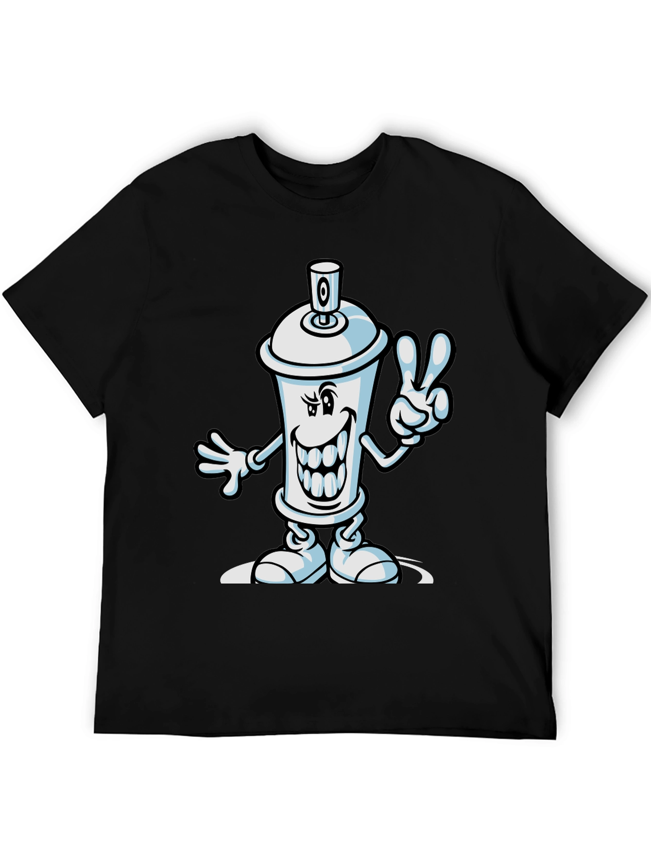 Black Cartoon Spray Paint Can Graphic Tee view 5
