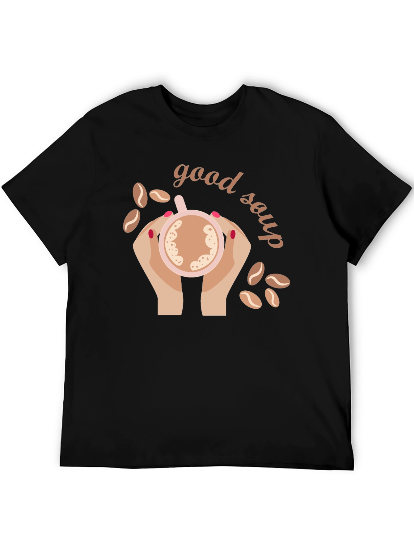 Black Good Soup Graphic T-Shirt | Novelty Coffee Lover Tee view 5